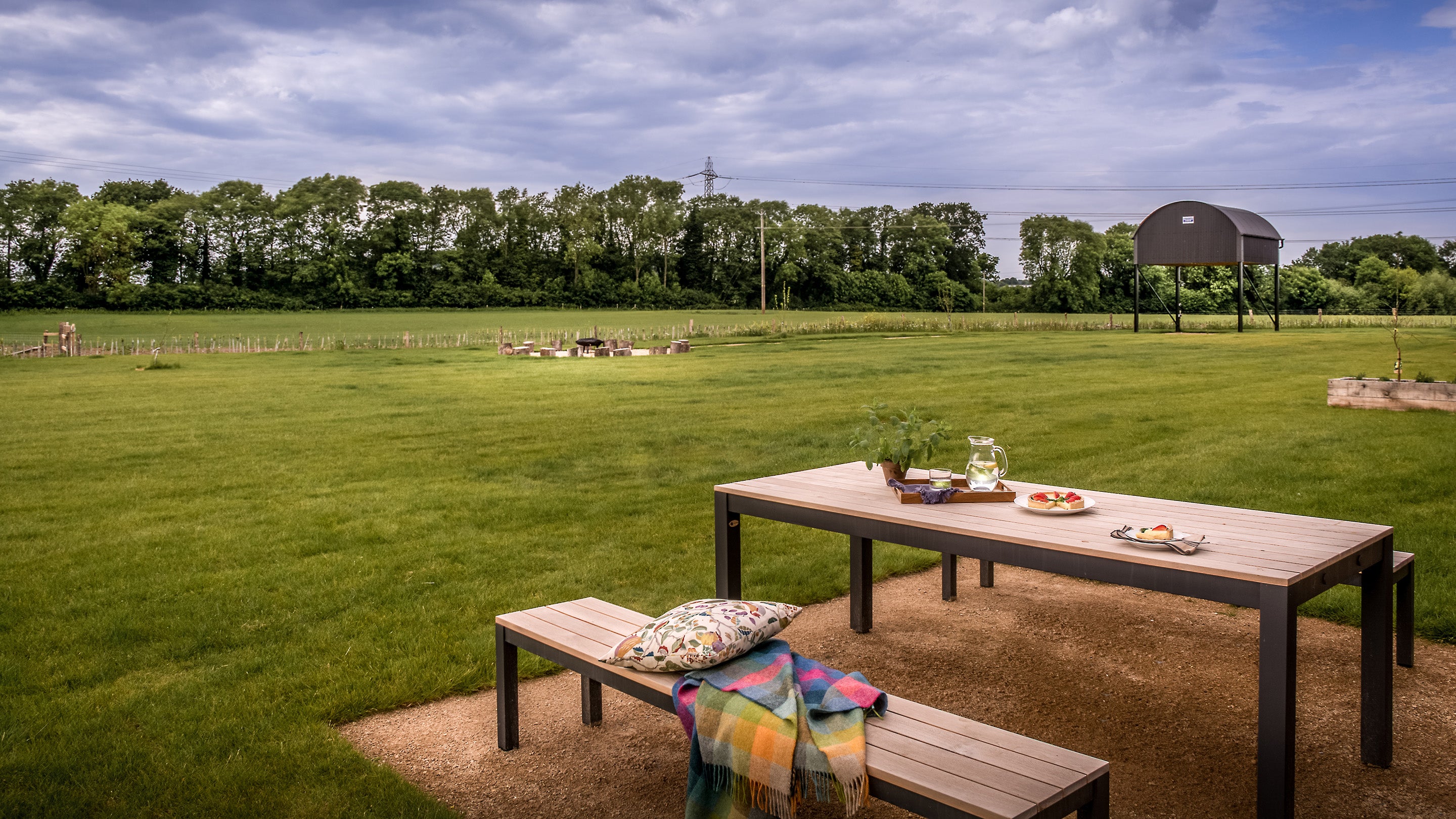 The outdoor seating at Wharf Barn, Shropshire