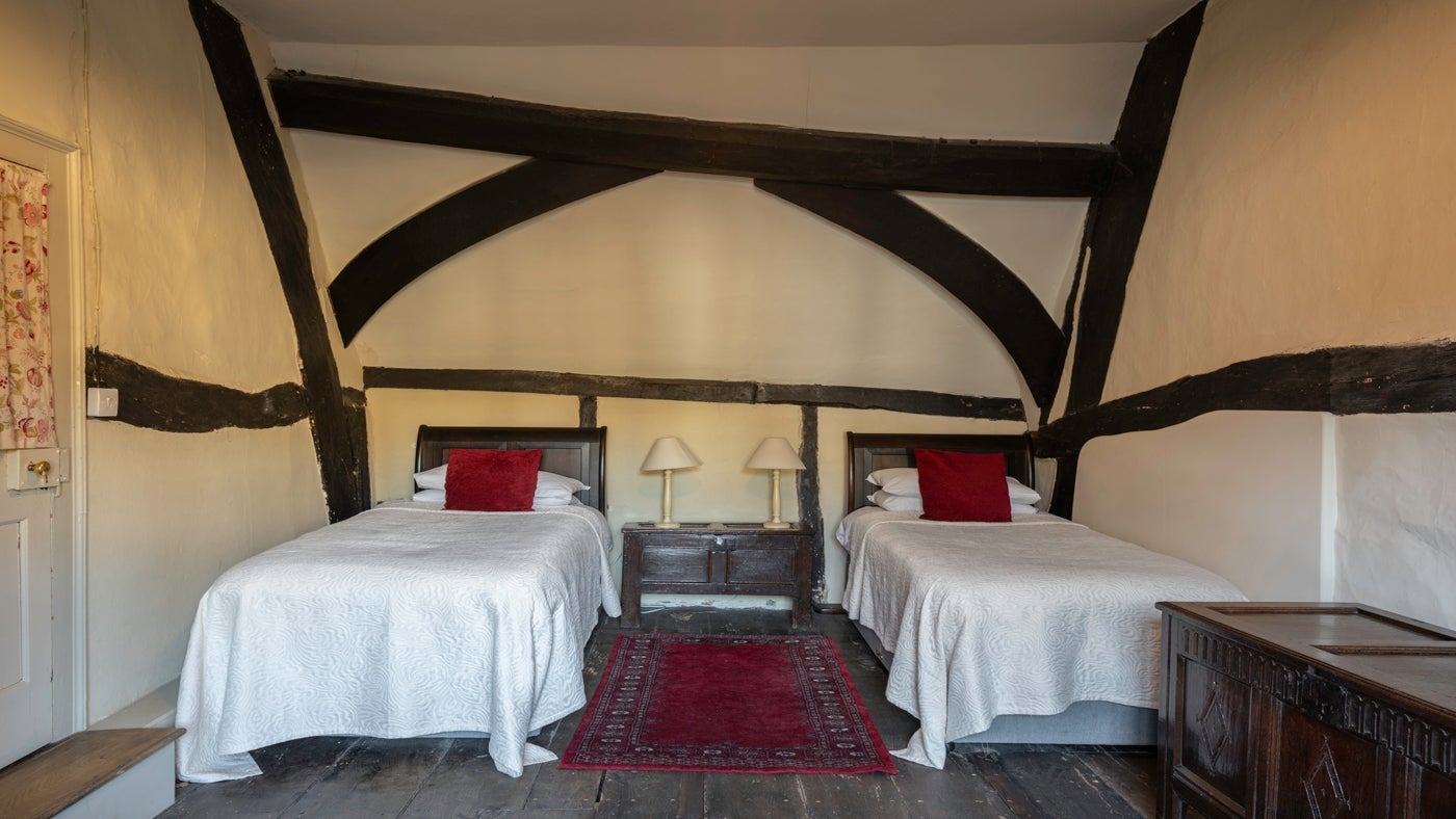 The cosy twin bedroom at 2 High Street, Lacock, Wiltshire