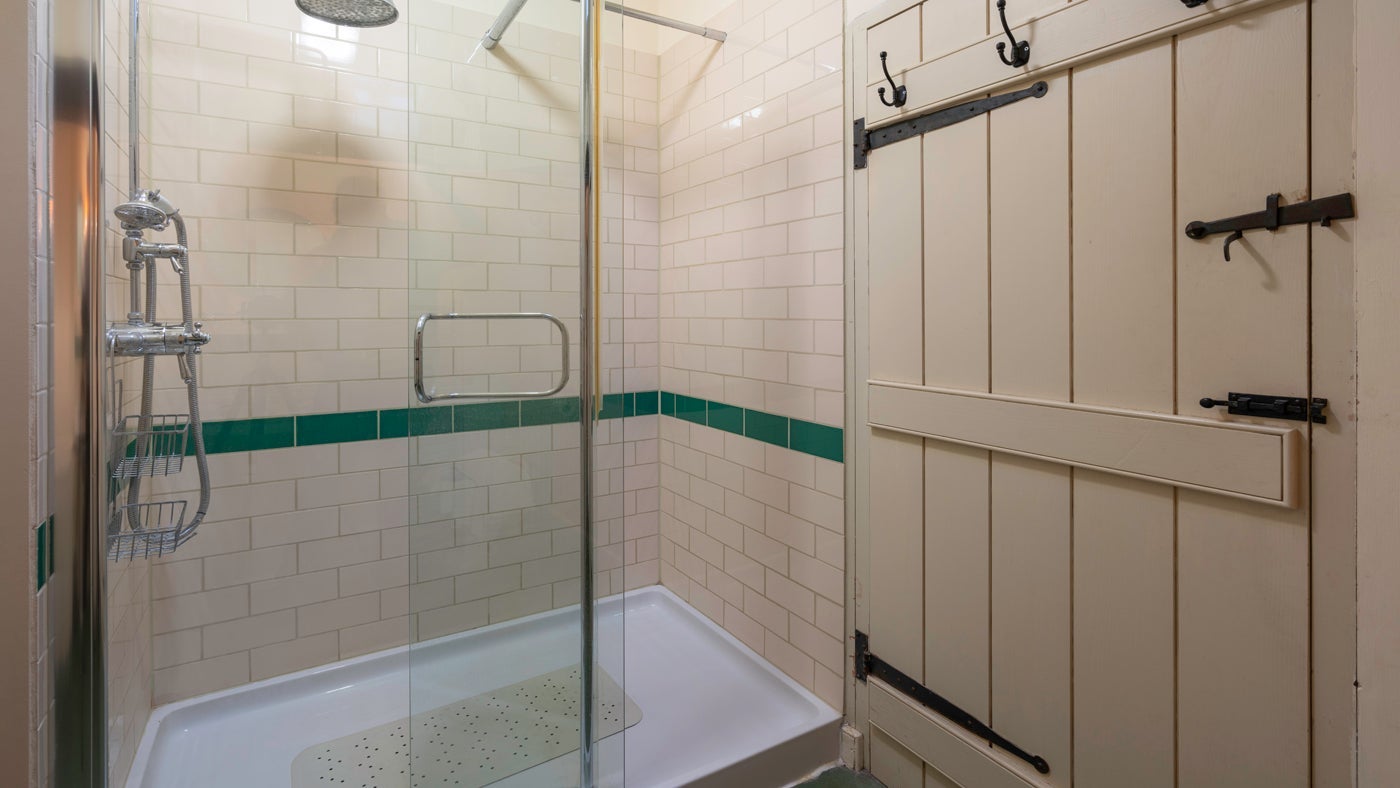 The small shower room at 2 High Street, Lacock, Wiltshire