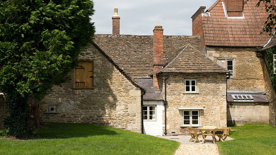 The stone exterior of 2 High Street, Lacock, Wiltshire