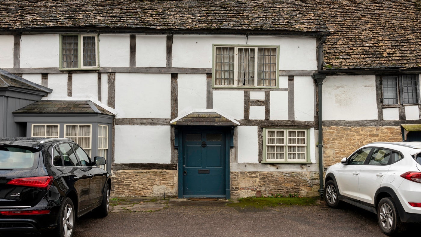 The pretty exterior of 2 High Street, Lacock, Wiltshire