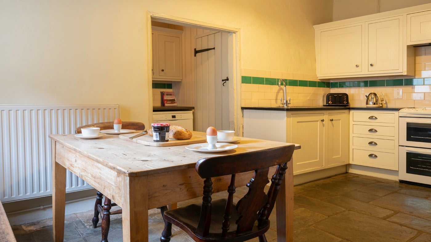 The country kitchen and dining area at 2 High Street, Lacock, Wiltshire