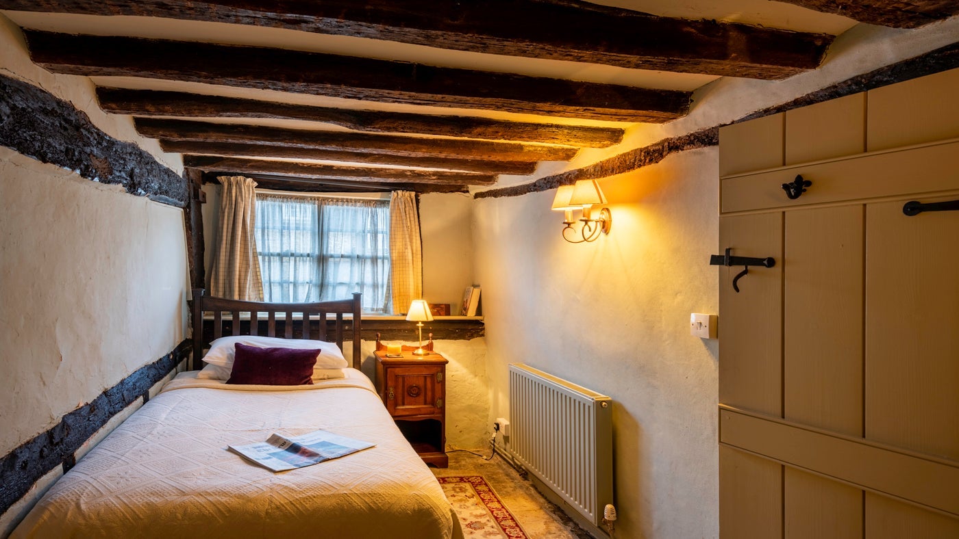 The cosy downstairs single bedroom at 2 High Street, Lacock, Wiltshire