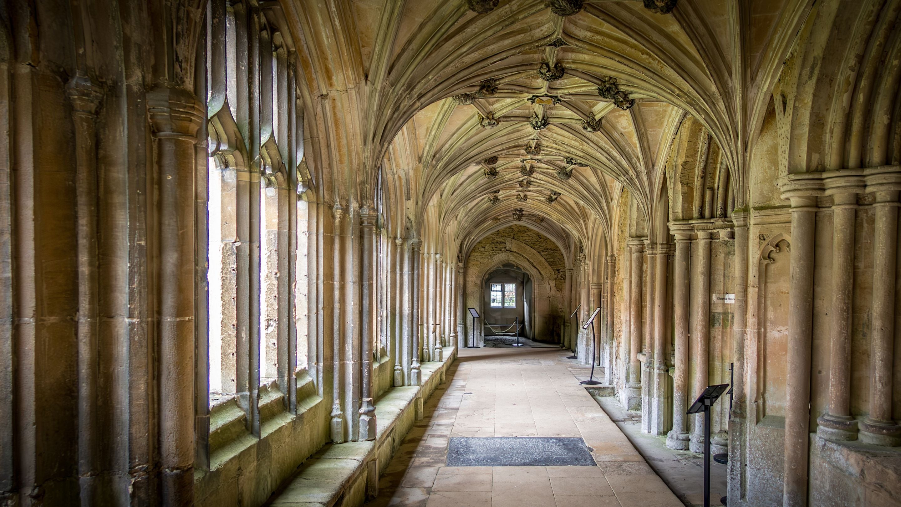 The medieval cloister at Lacock Abbey, Wiltshire
