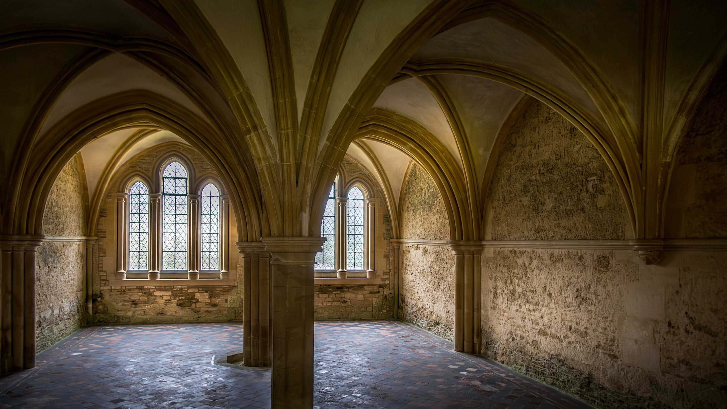 A room in the medieval cloister at Lacock Abbey, Wiltshire