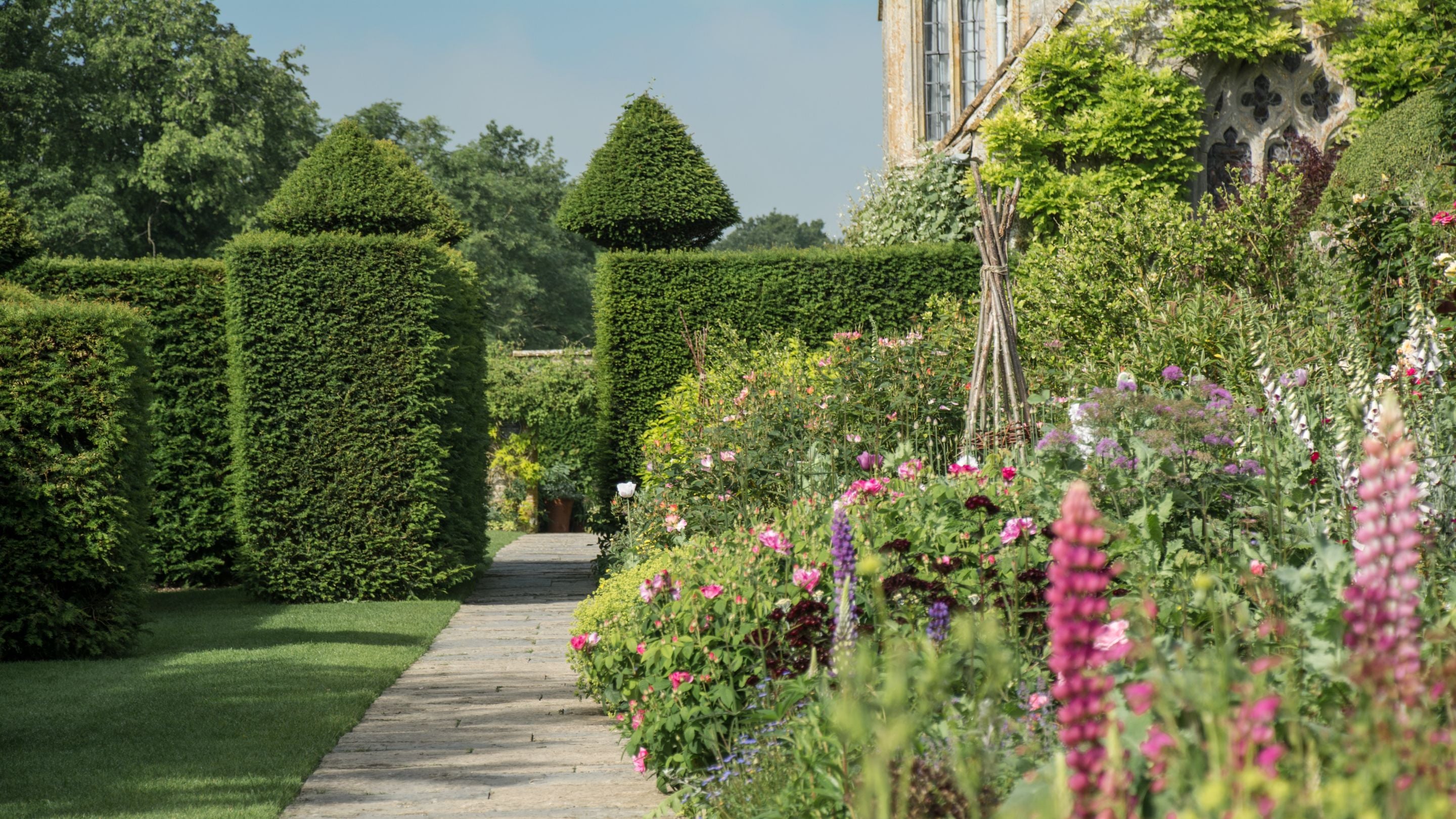 A path through part of the garden at Lytes Cary Manor, Somerset