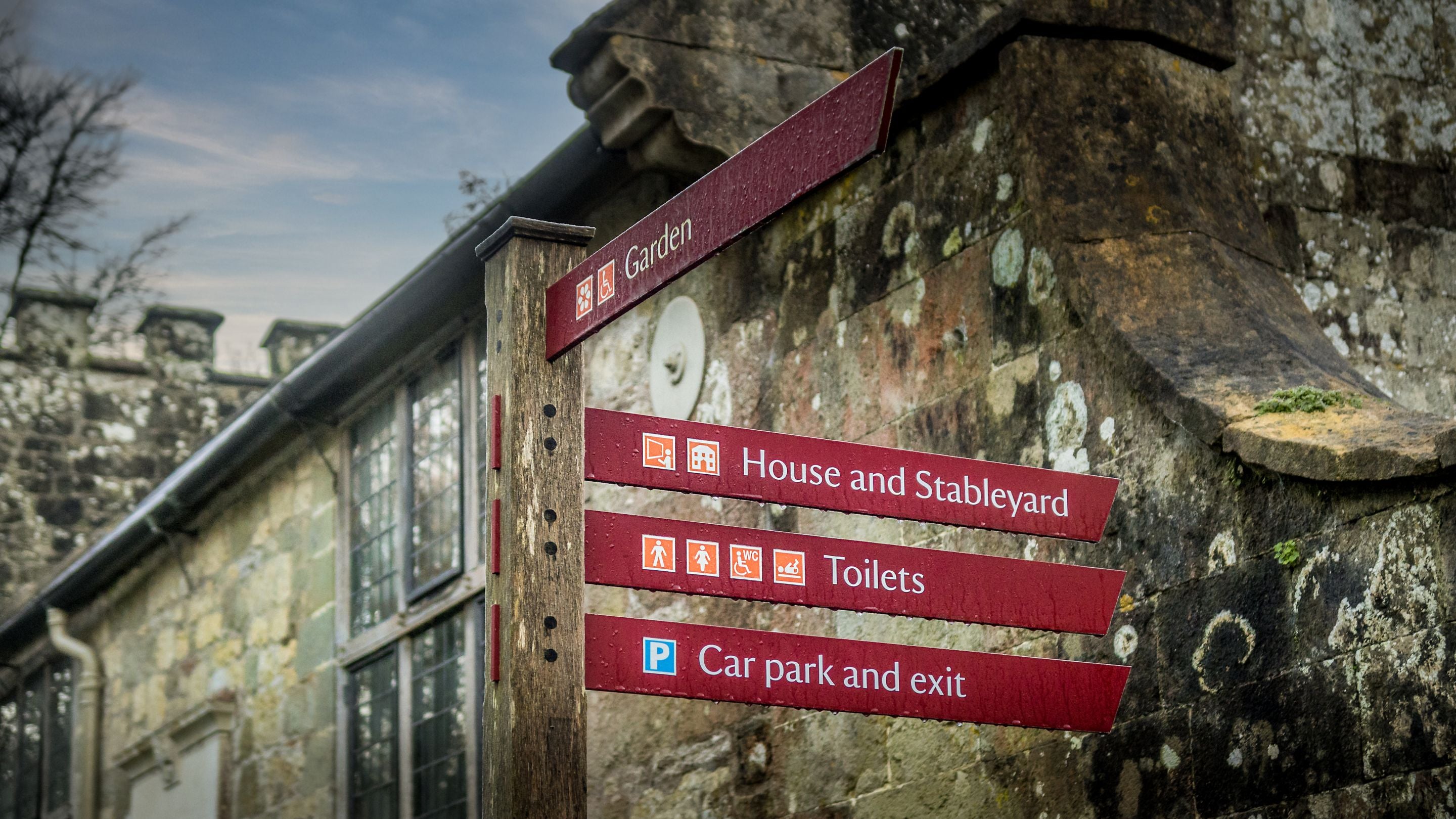 Footpath signs at Stourhead, Wiltshire