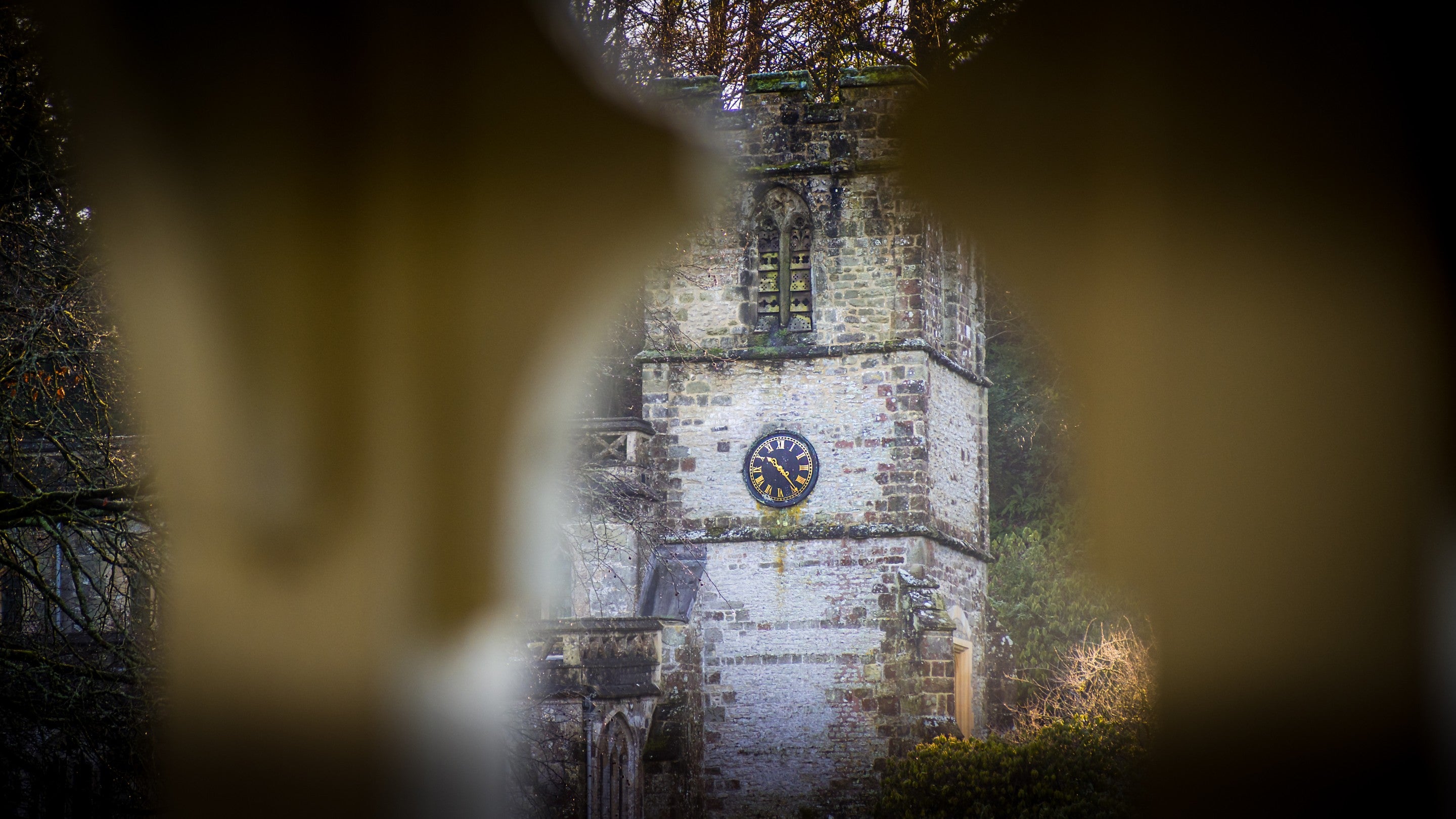 The view of St Peter's church tower from 89 Church Lawn, Wiltshire
