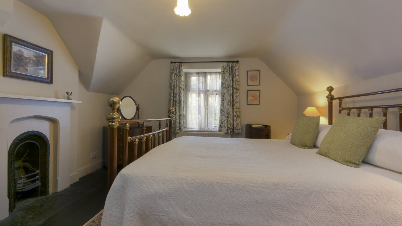 Double bedroom of Chaplain's Lodge, Wraxall, Somerset
