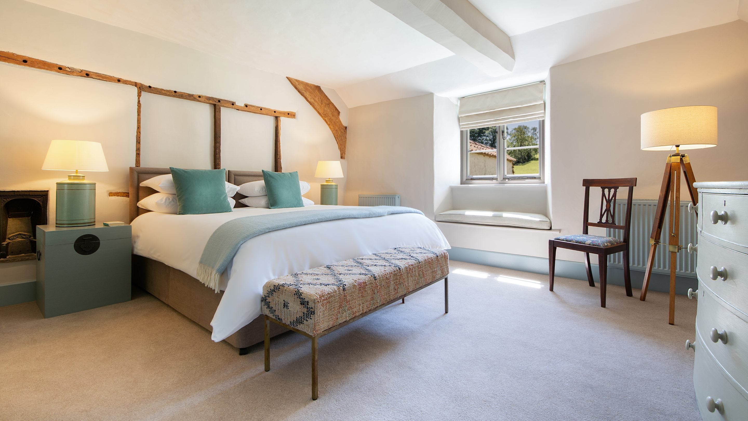 The first double bedroom at Cross Lane House, Somerset