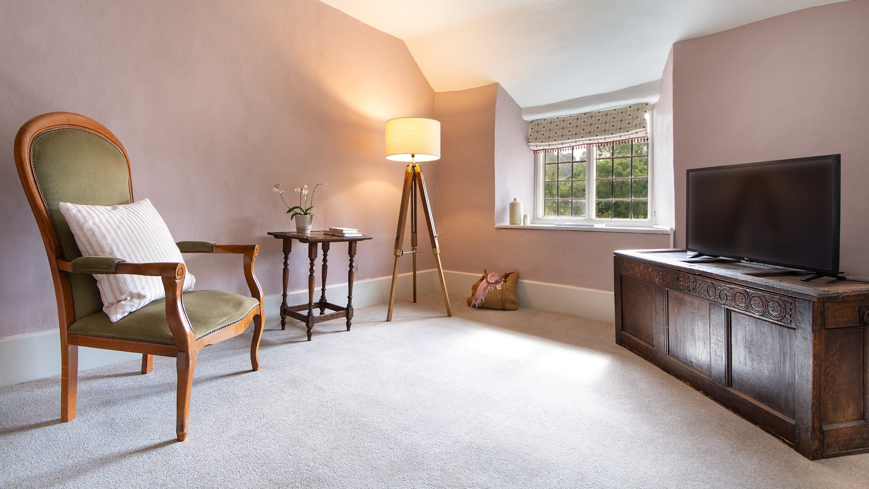 The first-floor reading room at Cross Lane House, Somerset