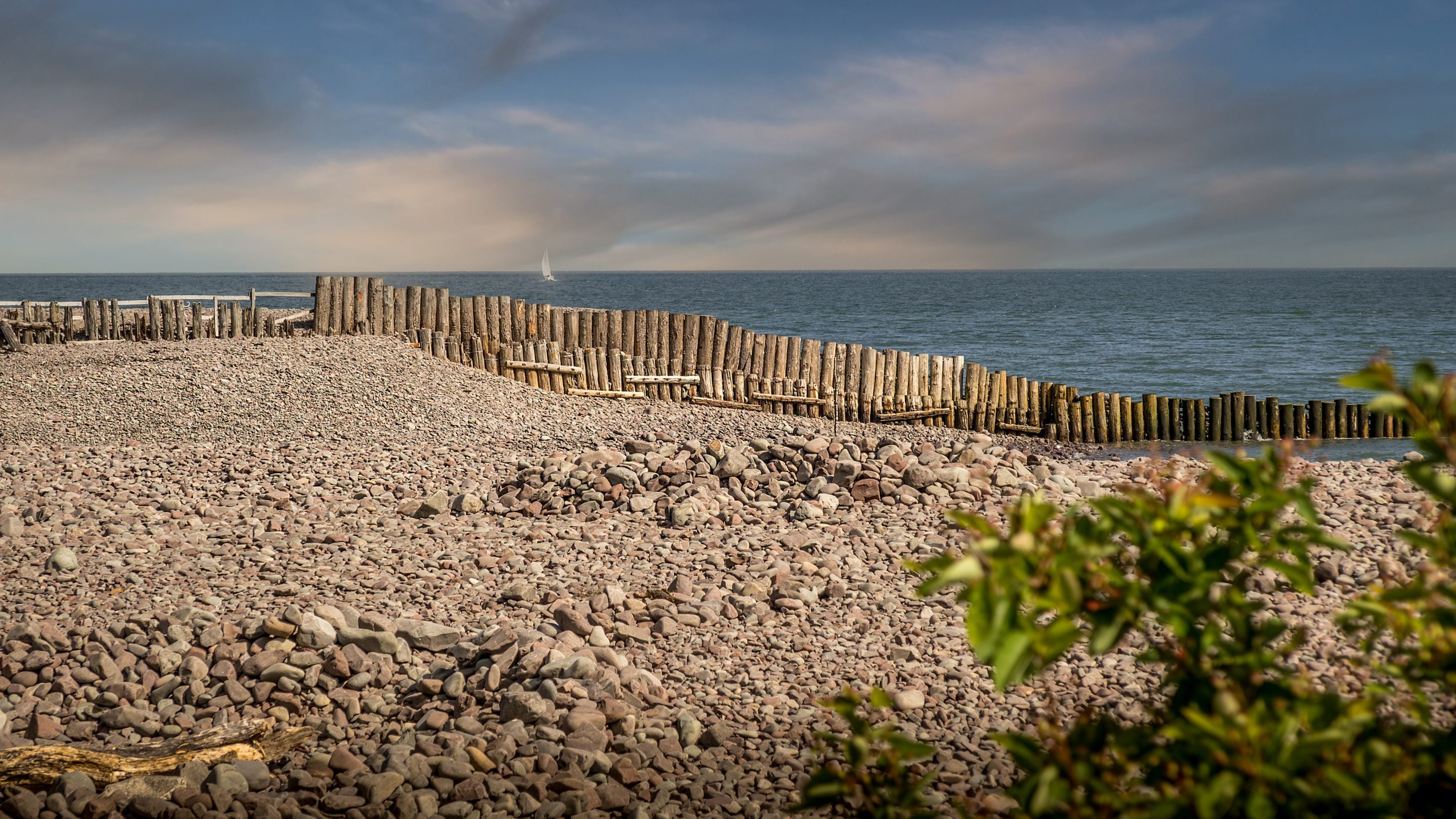The pebbly beach at Bossington near Cross Lane House, Somerset