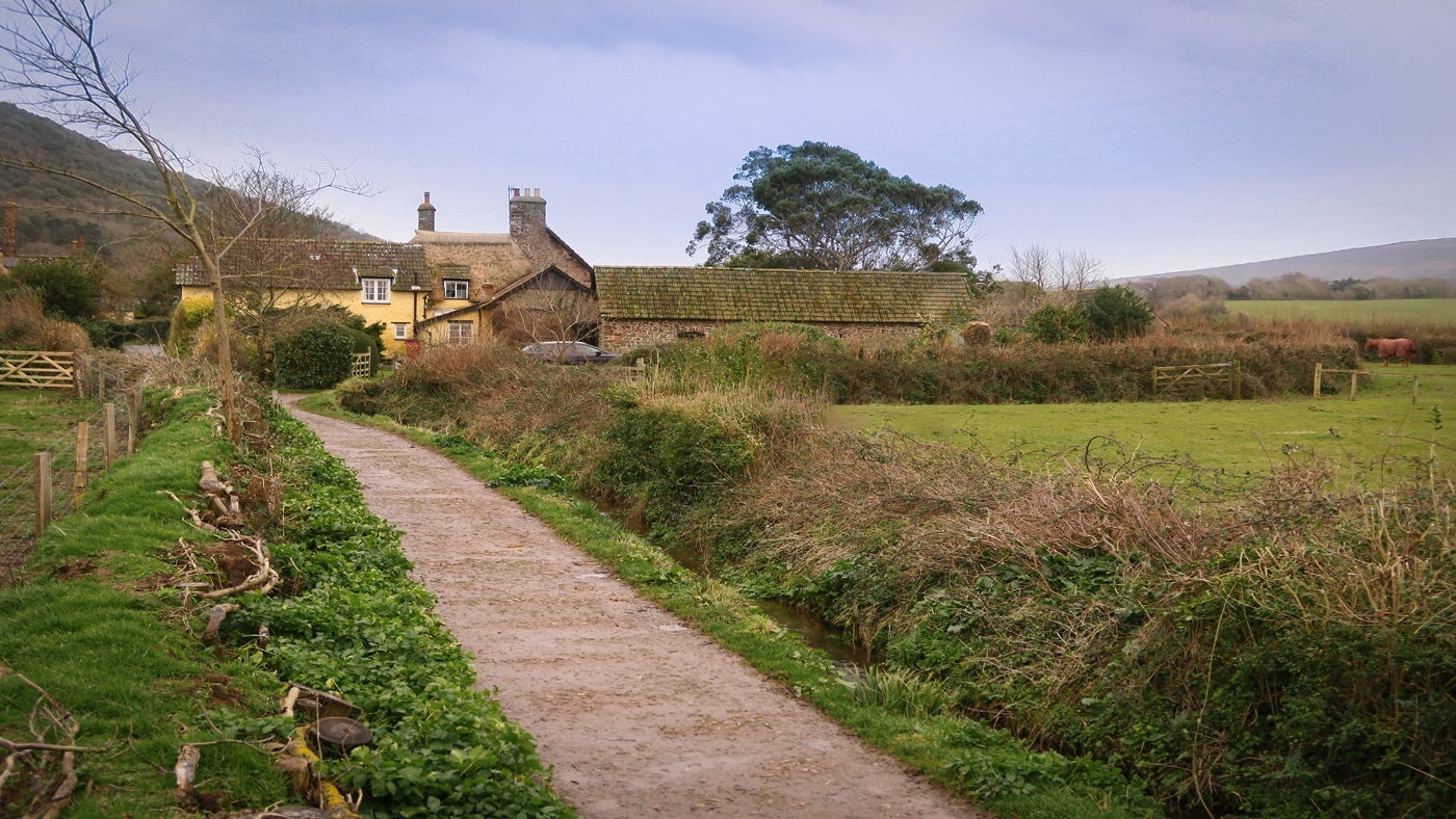 The exterior and surrounding area of Lower House, Minehead, Somerset