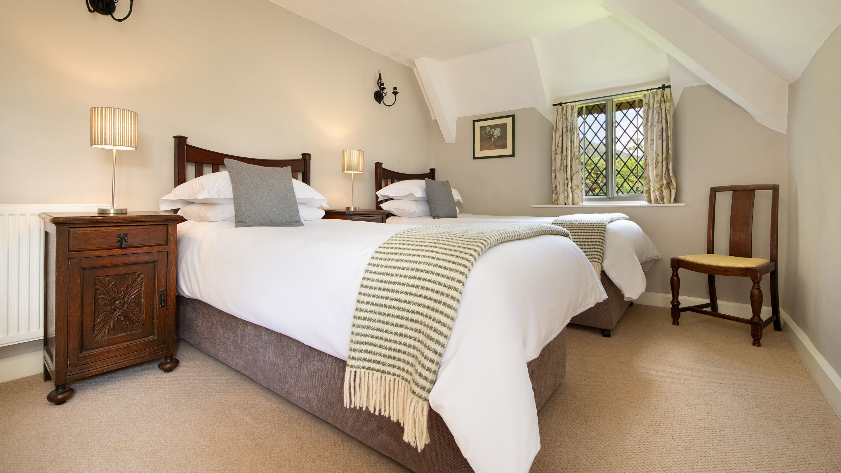 The first twin bedroom at Holnicote Lower House, Somerset