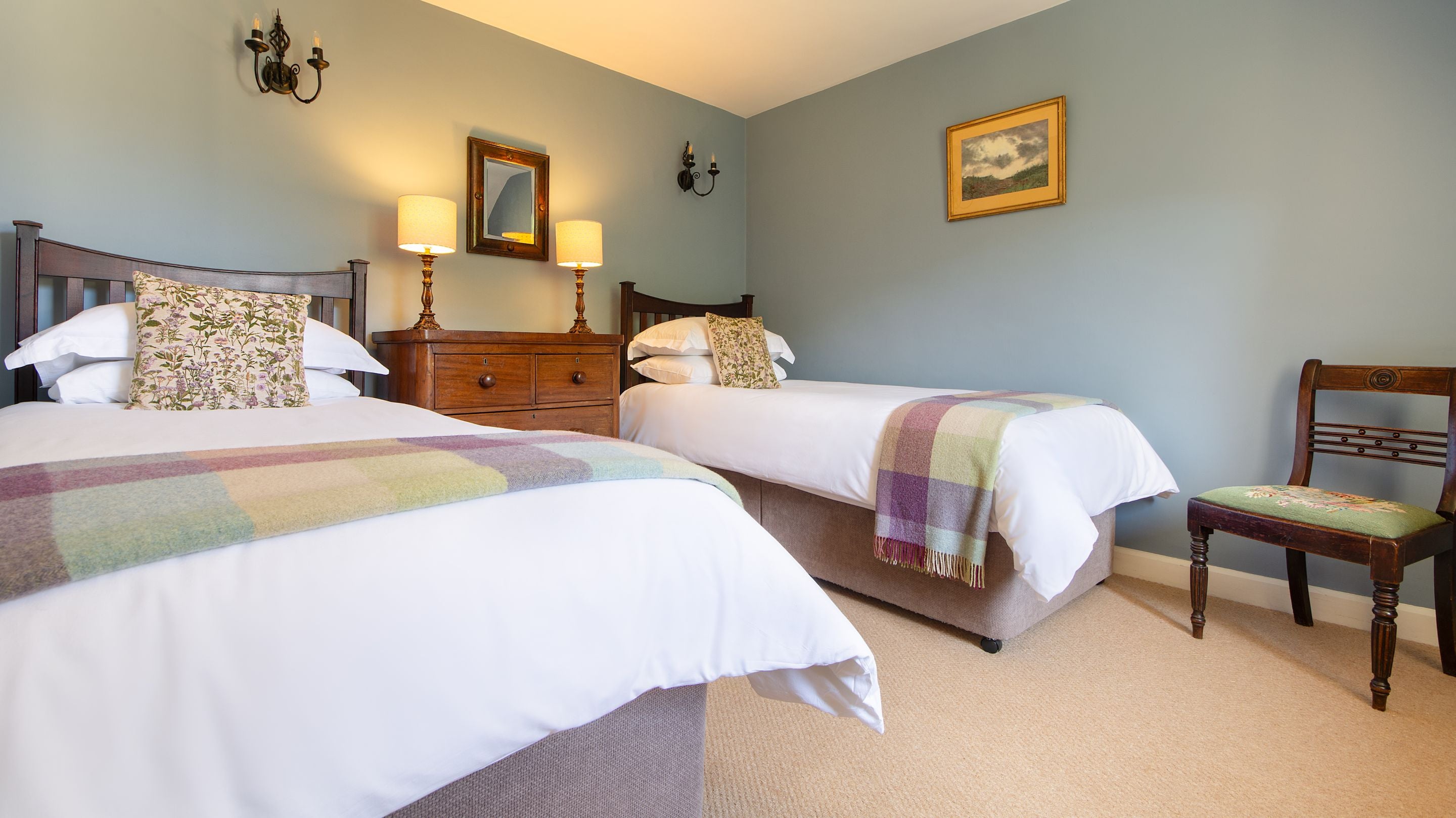 The second twin bedroom at Holnicote Lower House, Somerset