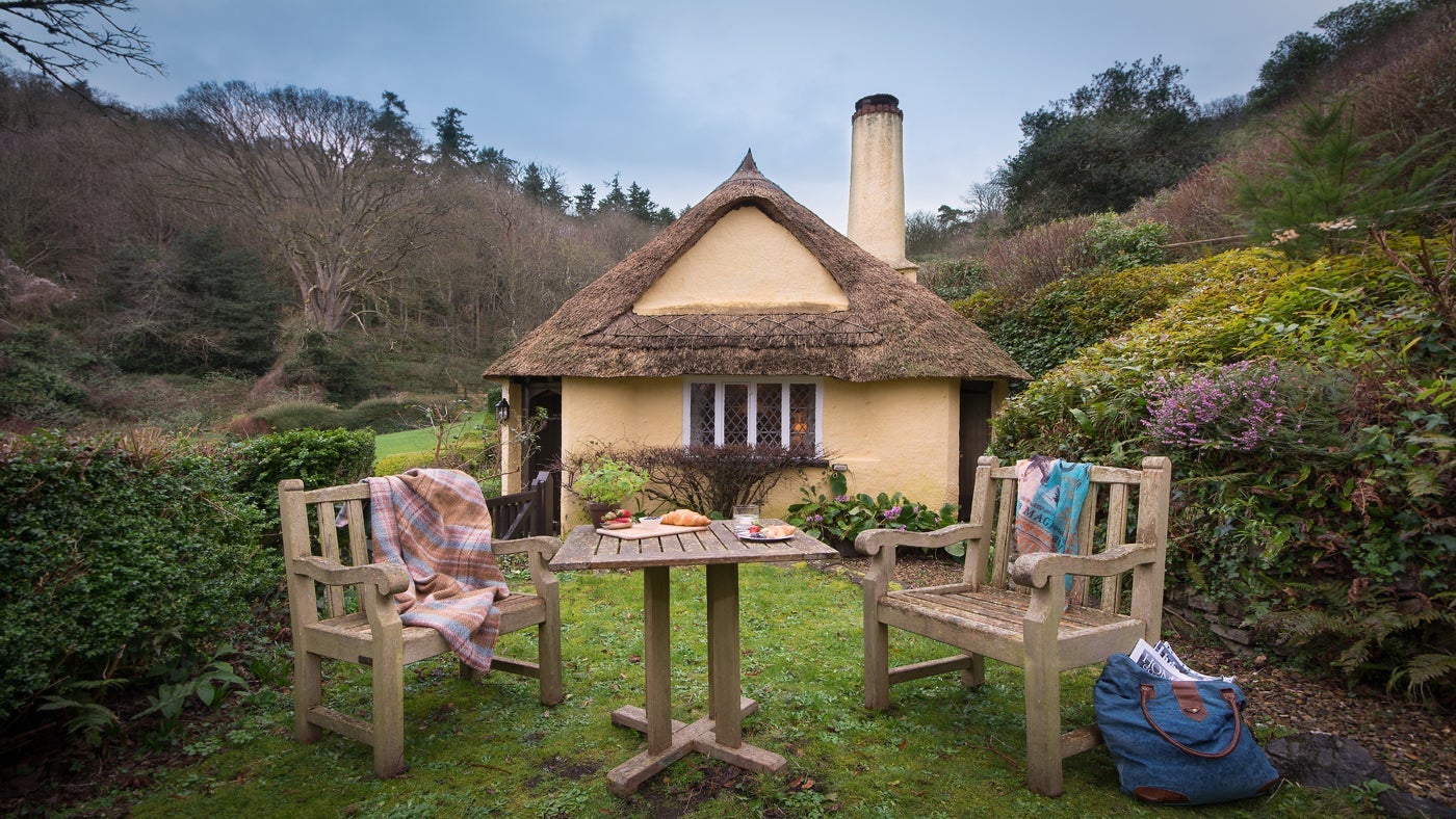 The pleasant exterior and garden at Ivy's Cottage, Selworthy Green, Minehead, Somerset