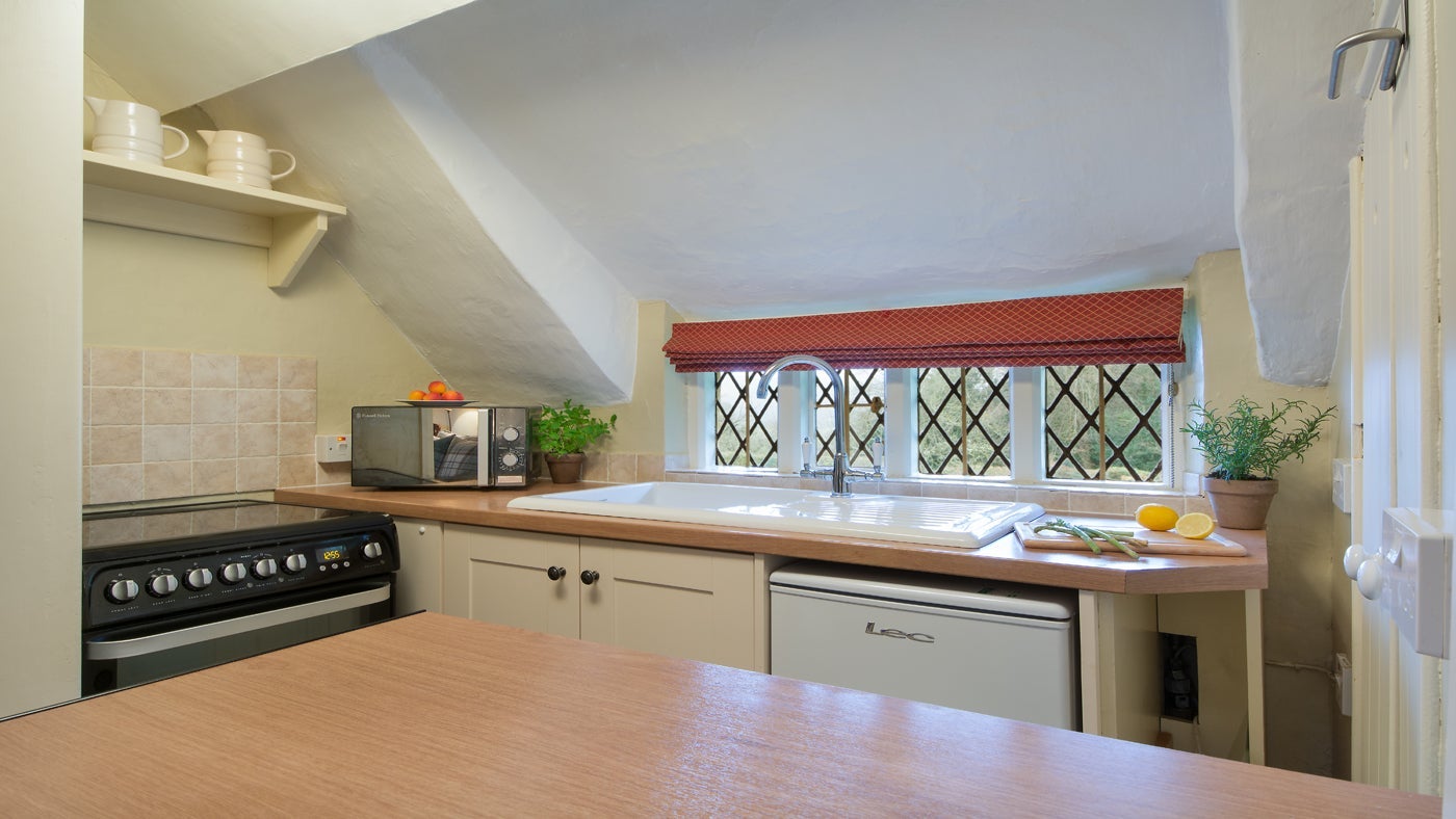 The kitchen at Ivy's Cottage, Selworthy Green, Minehead, Somerset