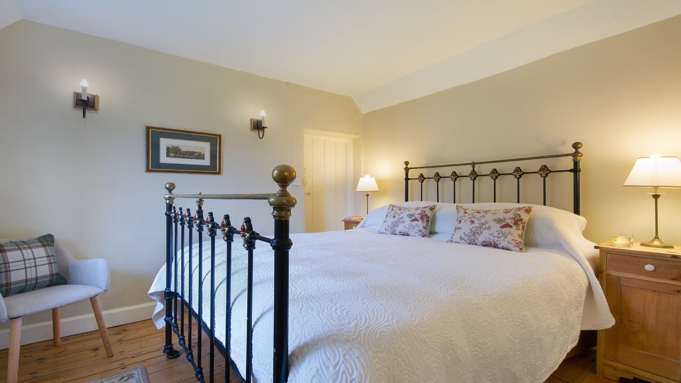 The double bedroom at Ivy's Cottage, Selworthy Green, Minehead, Somerset