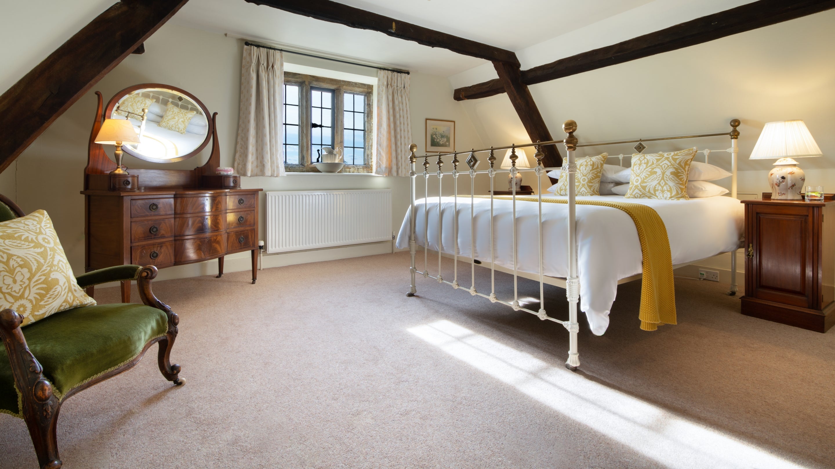Second-floor double bedroom at Lytes Cary, Somerset