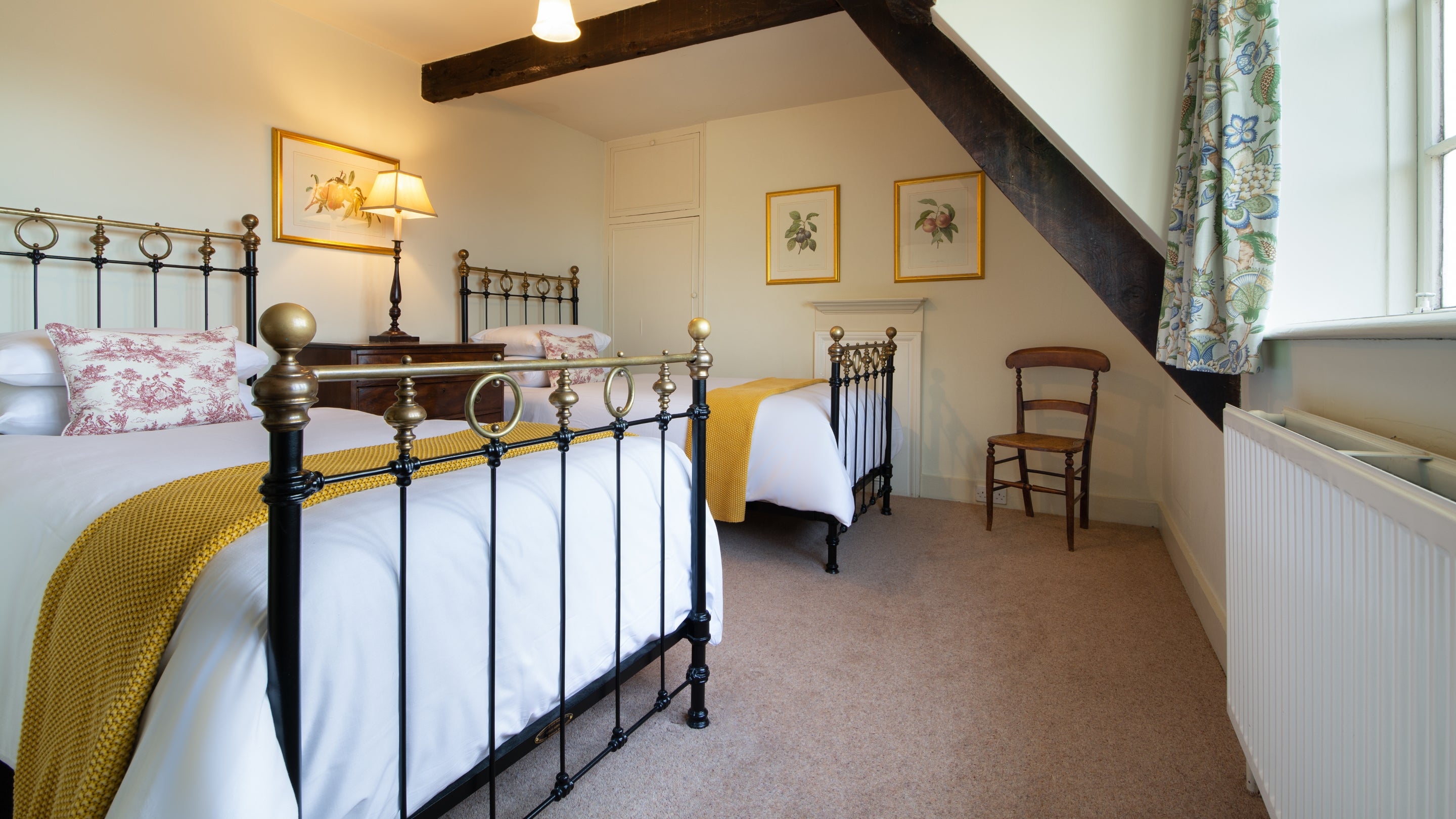 Second-floor twin bedroom at Lytes Cary, Somerset