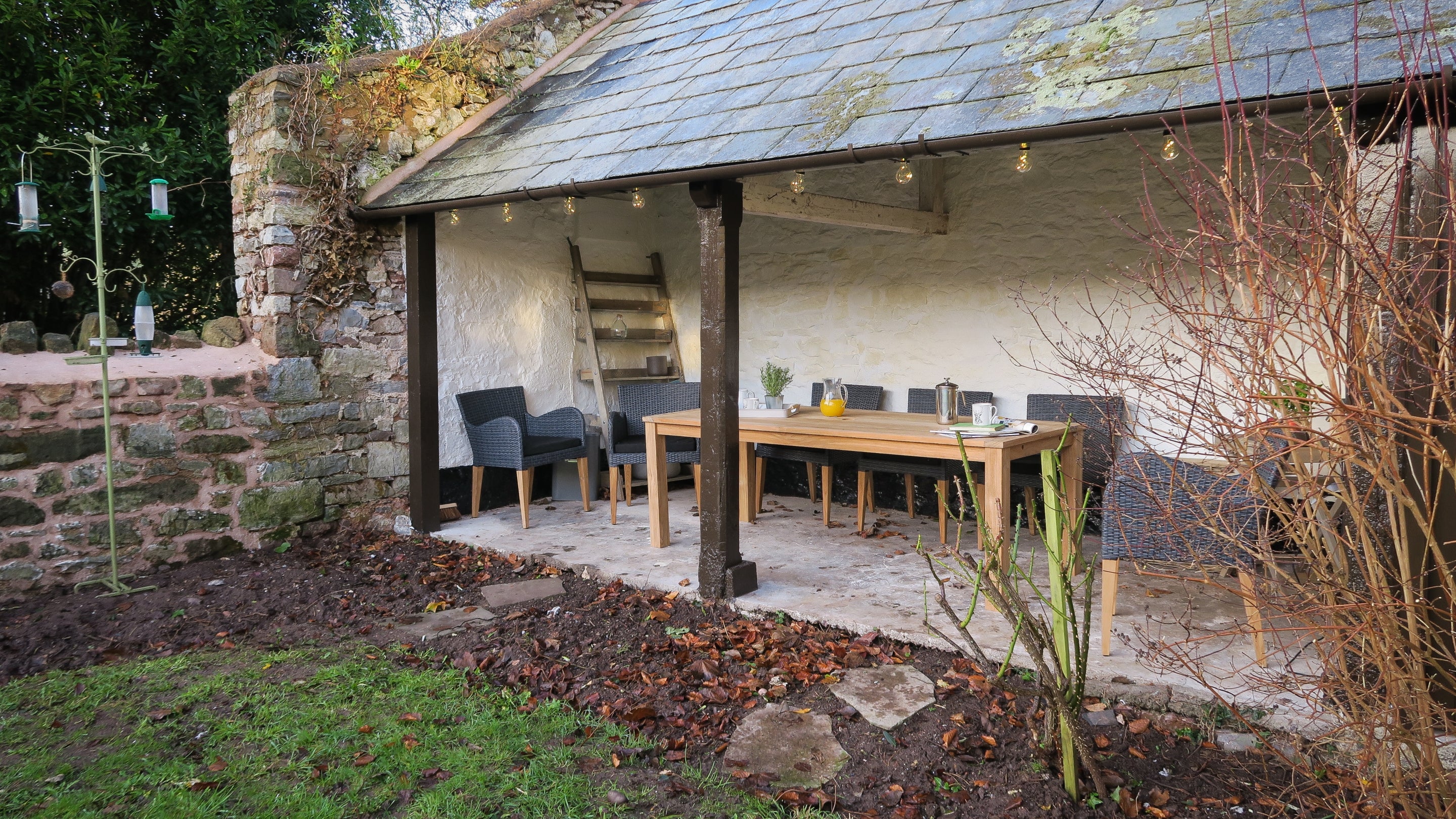 The outdoor seating area at Old Gateway Cottage, Somerset