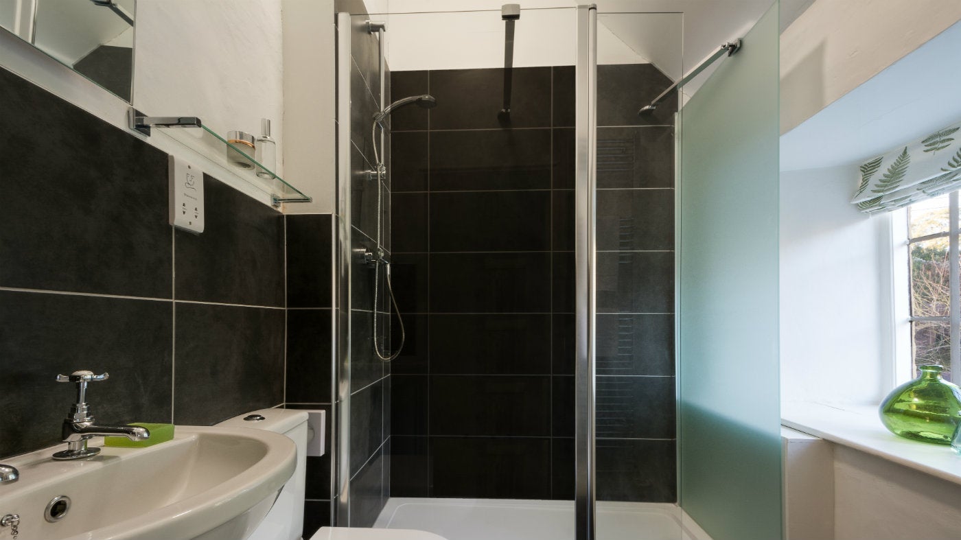 The shower room at the Old Gateway Cottage, Holnicote Estate, Somerset 