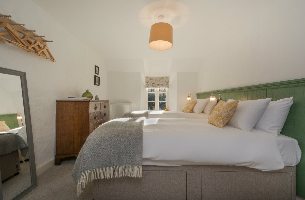The second twin bedroom at the Old Gateway Cottage, Holnicote Estate, Somerset 