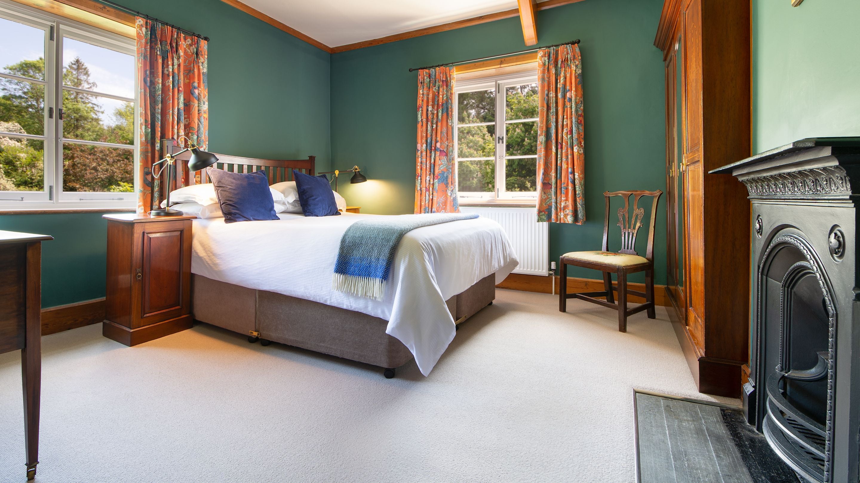The first double bedroom - which has an en-suite bathroom - at Selworthy Farmhouse, Somerset