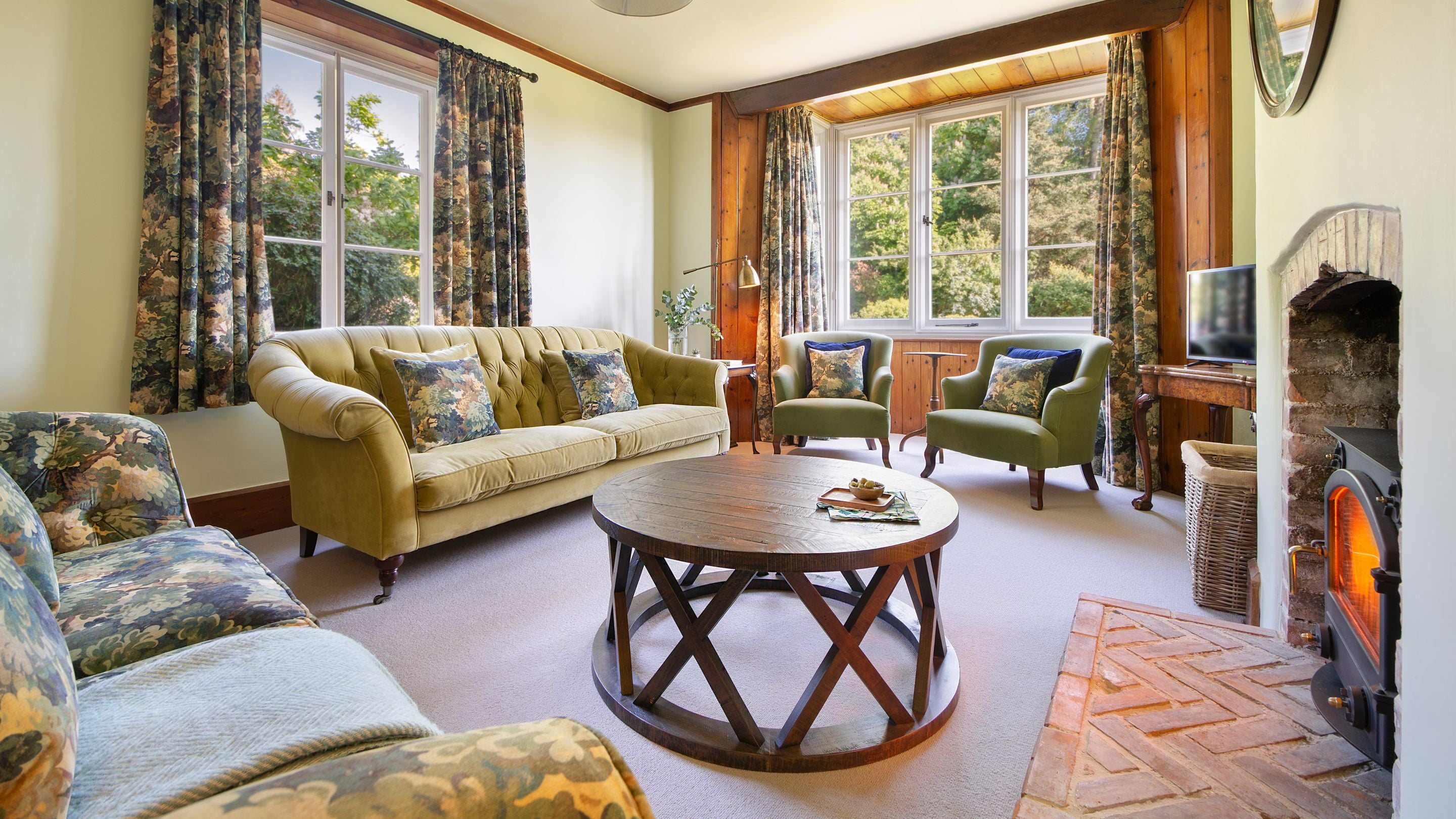 The sitting room at Selworthy Farmhouse, Somerset