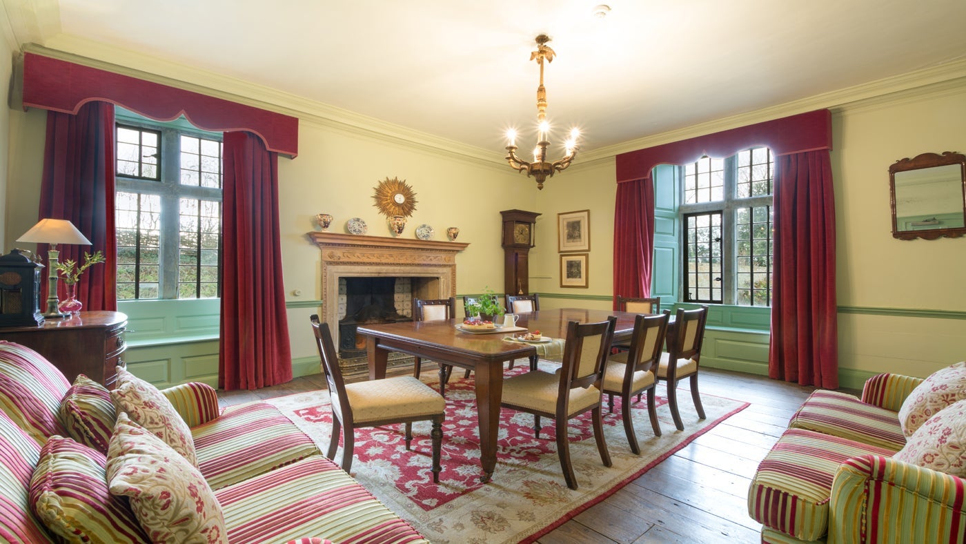 The spacious dining room at Tintinhull House, Yeovil, Somerset