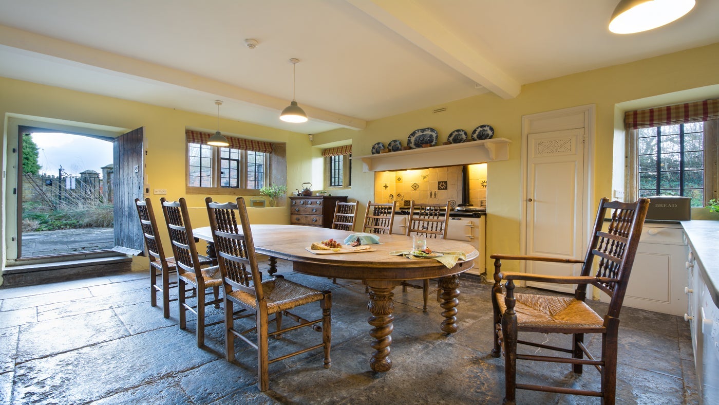 The country kitchen and dining area at Tintinhull House, Yeovil, Somerset