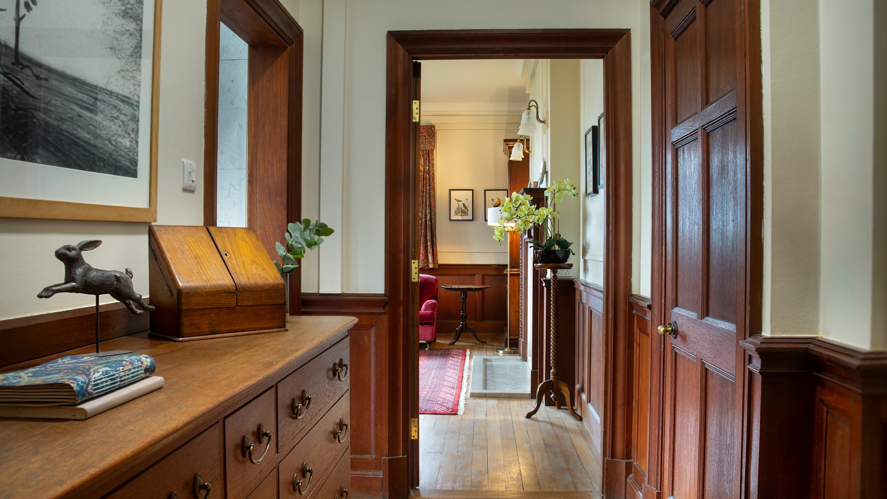 The inner hallway leading to the sitting and dining room at Deben View, Suffolk