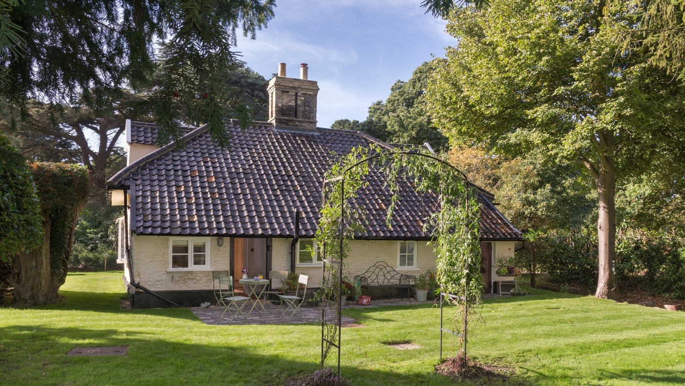 The back garden of Horringer Park Gates, Bury St. Edmunds, Suffolk