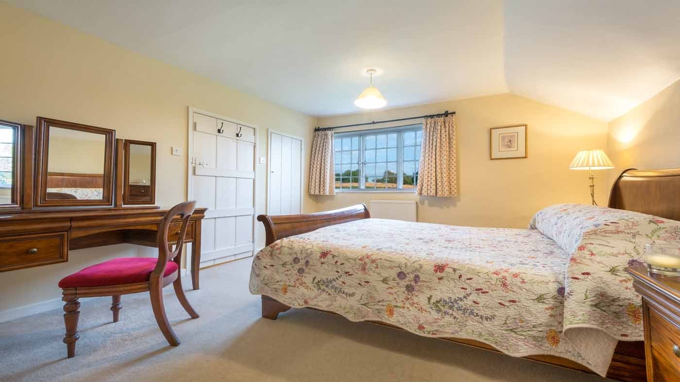 Interior double bedroom of Gardens House, Bury St Edmunds, Suffolk