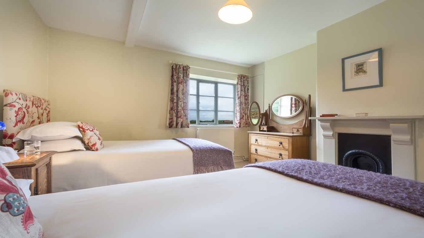 The spacious twin bedroom at Keeper's Cottage, Ickworth, Suffolk