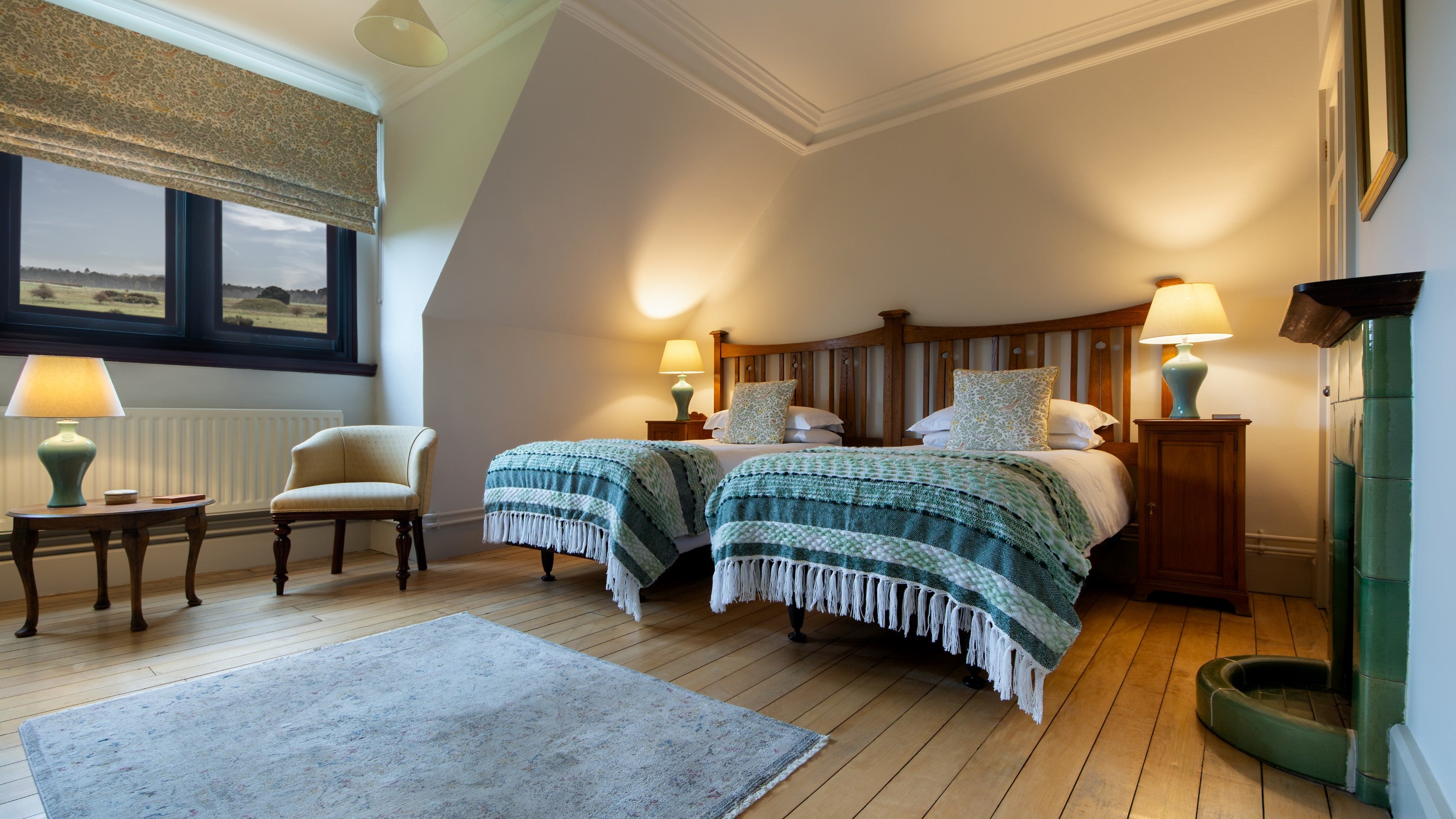 The twin bedroom at Kyson, Suffolk