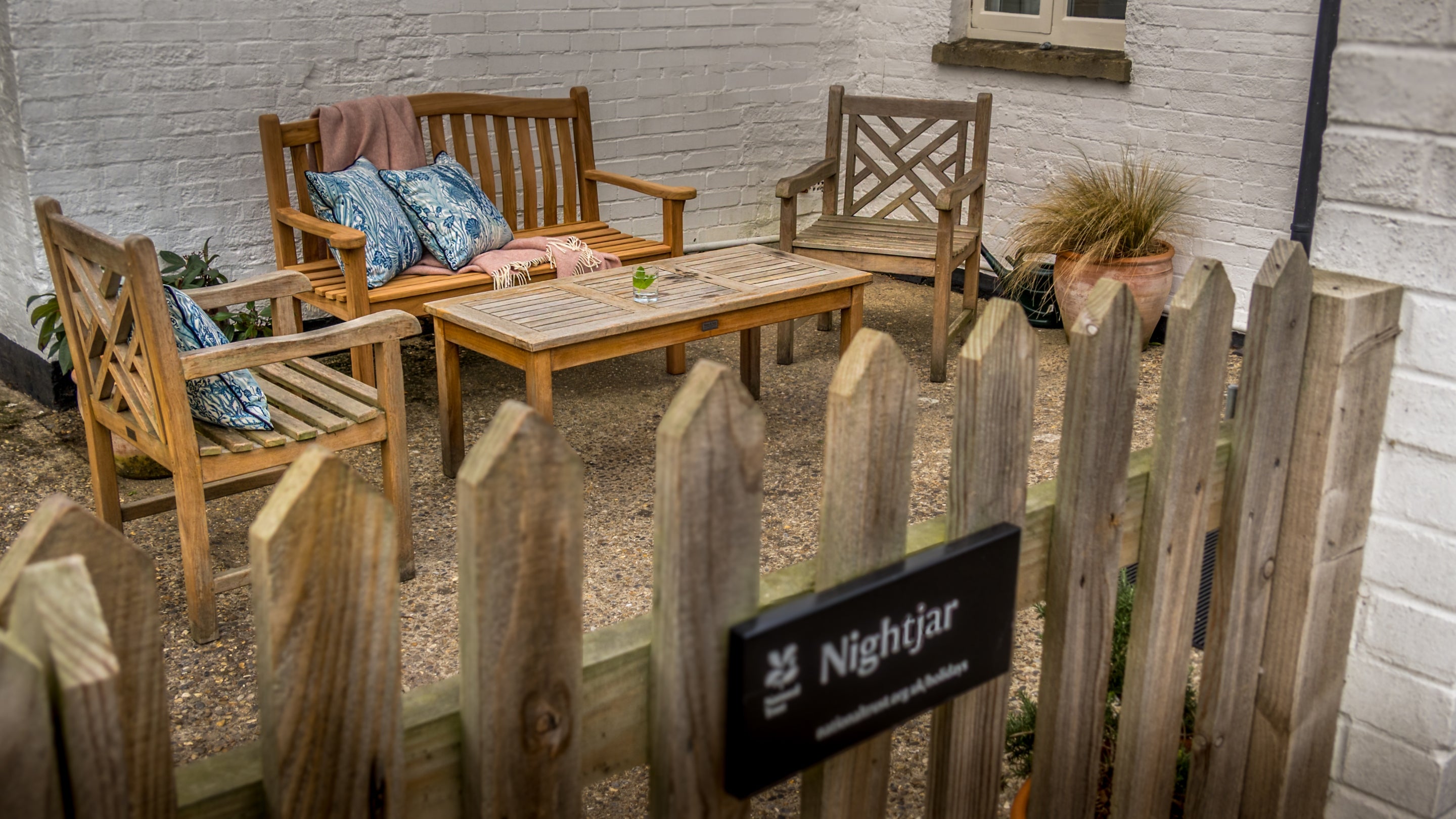 The outside seating area at Nightjar, Suffolk
