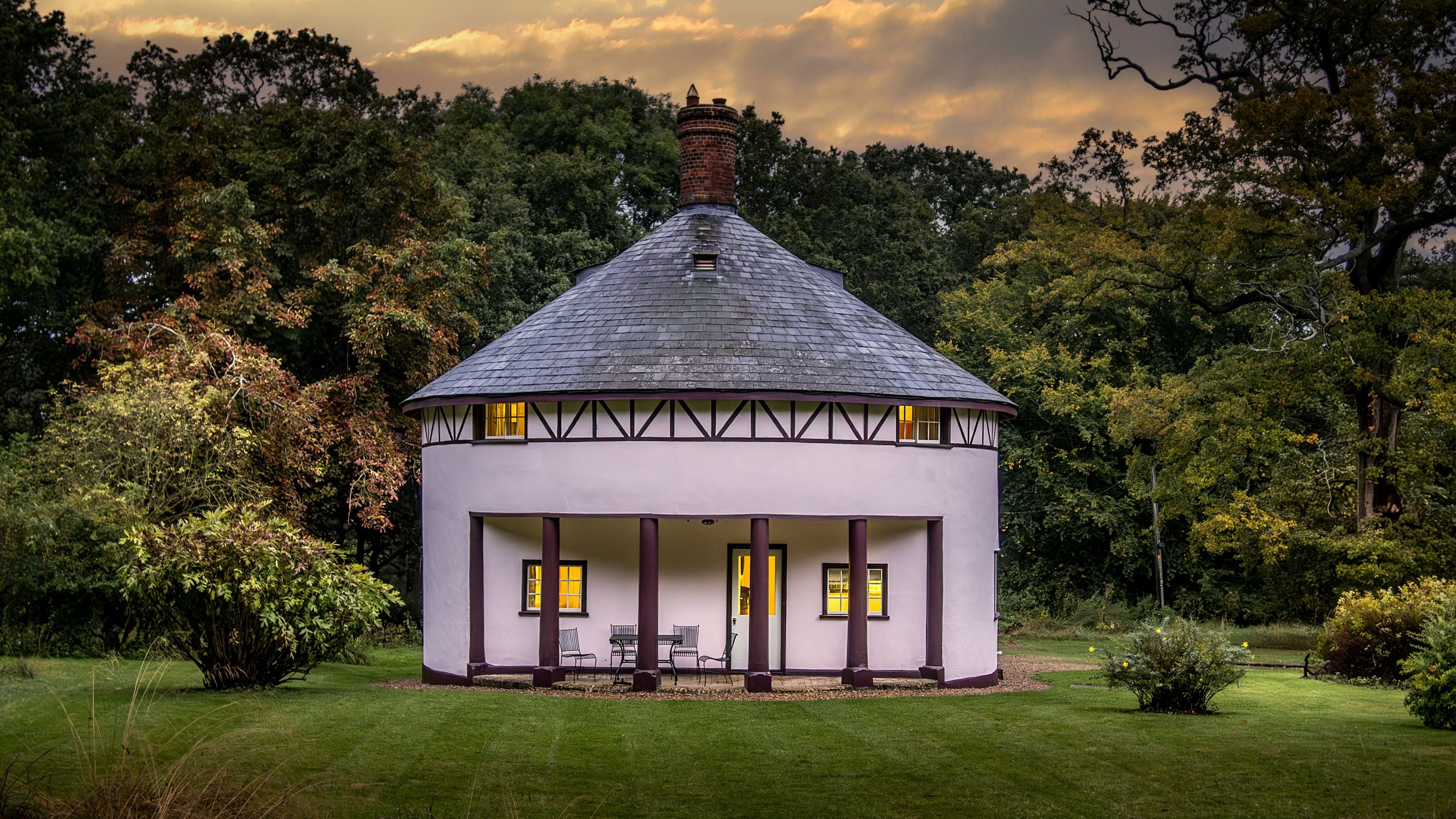 The exterior of The Round House in the evening, Suffolk