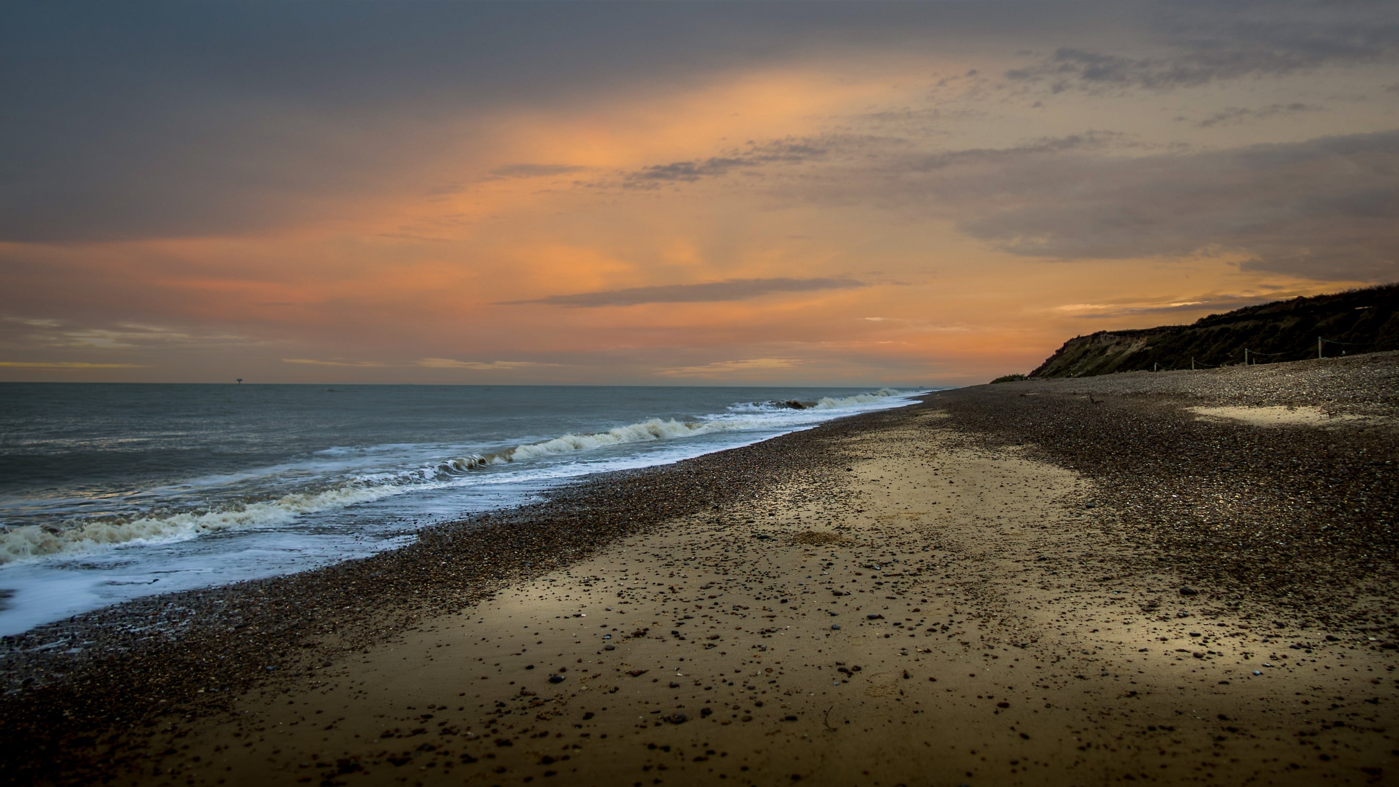 The beach at Dunwich Heath close to Stonechat, Suffolk