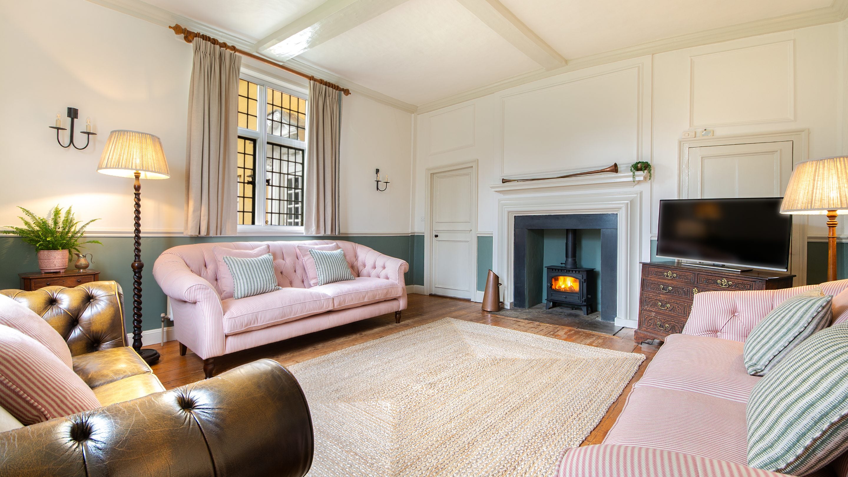 The snug on the ground floor of Thorington Hall, Suffolk