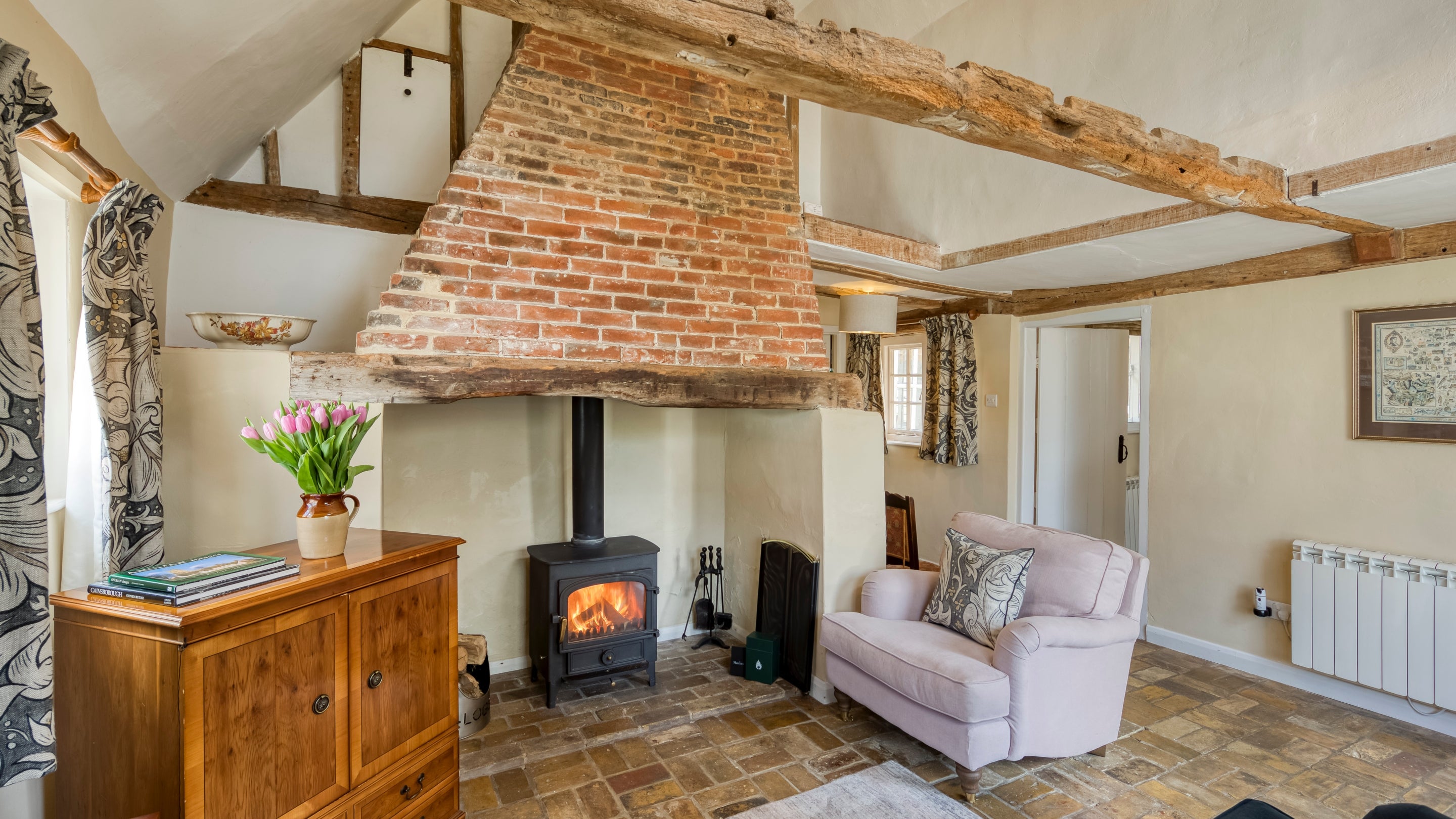 The sitting room at Thorington Hall, Suffolk