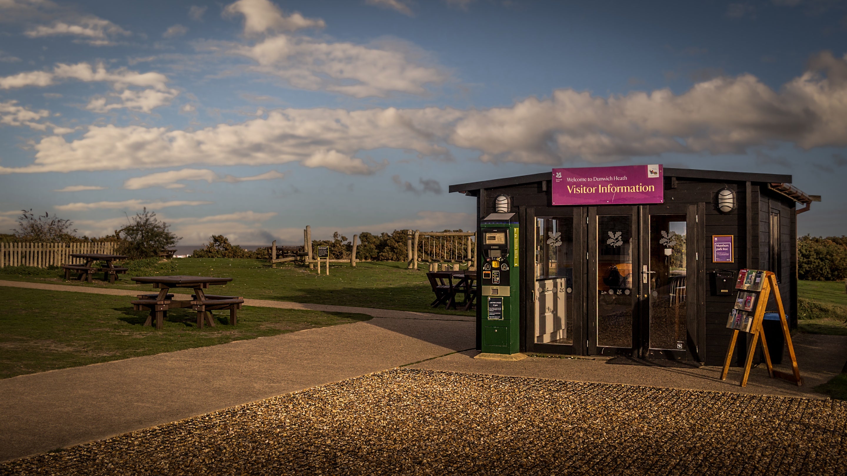 The visitor hut at Dunwich Heath, close to Woodlark, Suffolk
