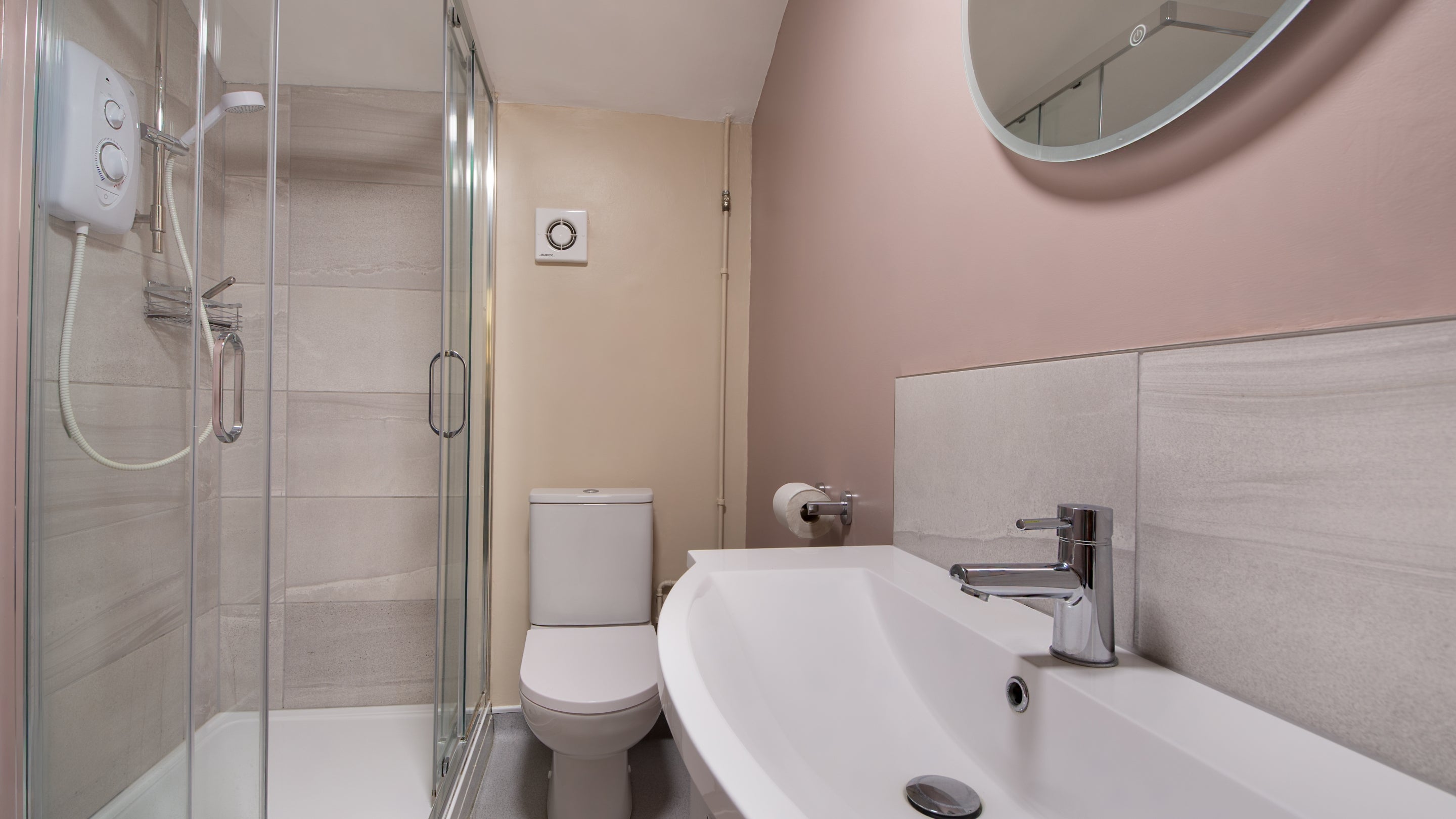 The shower room at Woodlark, Suffolk