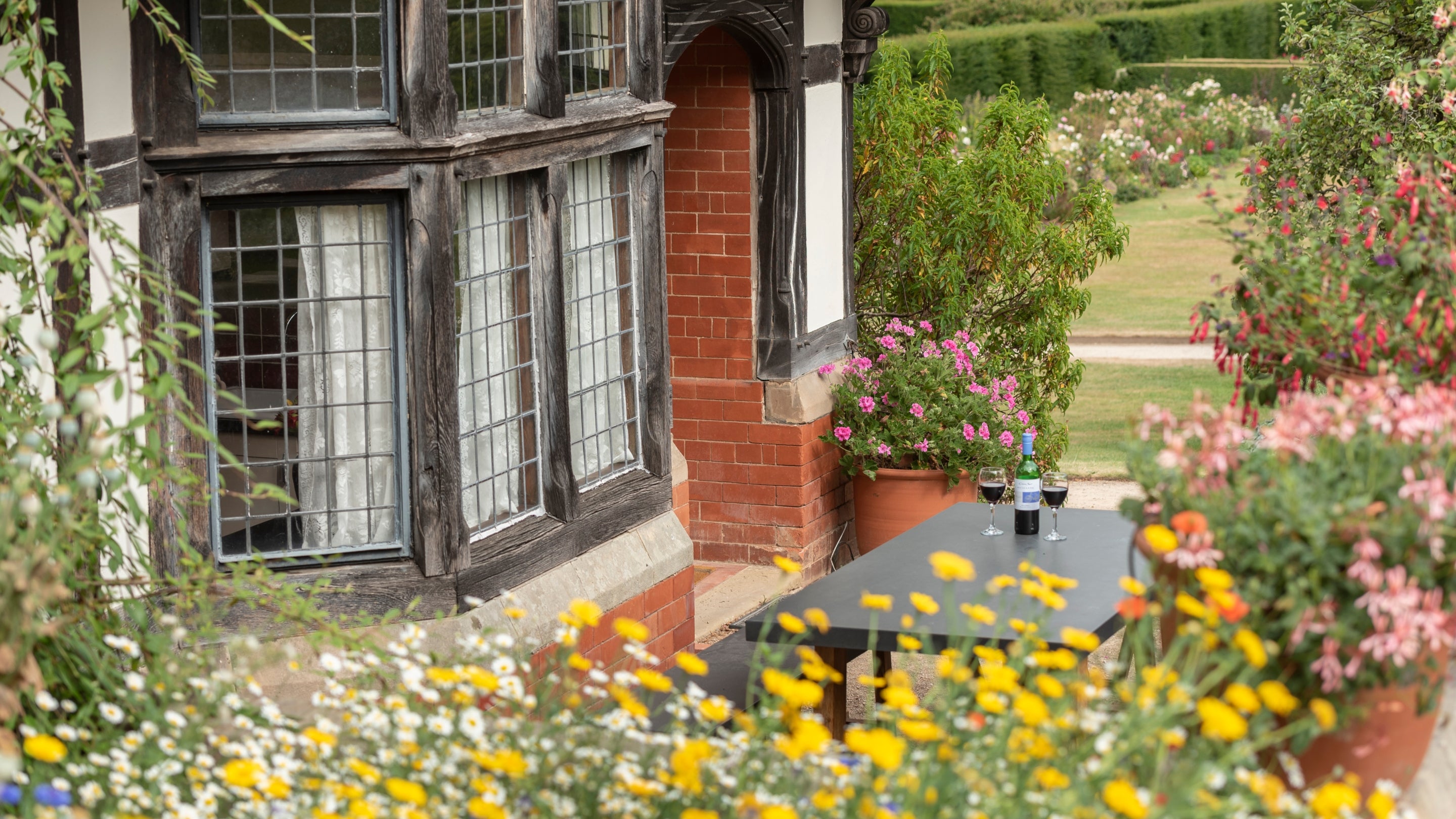 The outdoor seating area at The Bothy, North Wales