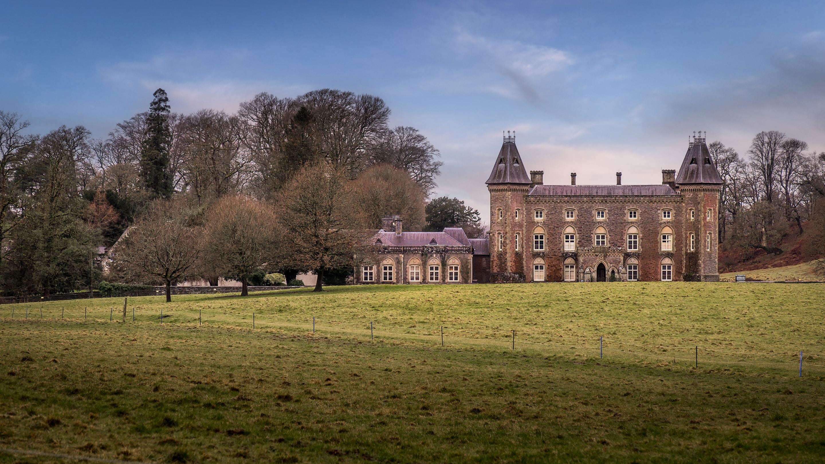 Newton House, a 17th-century manor house with an 1850s Gothic façade, on the Dinefwr Estate near Cariad Cottage, Carmarthenshire