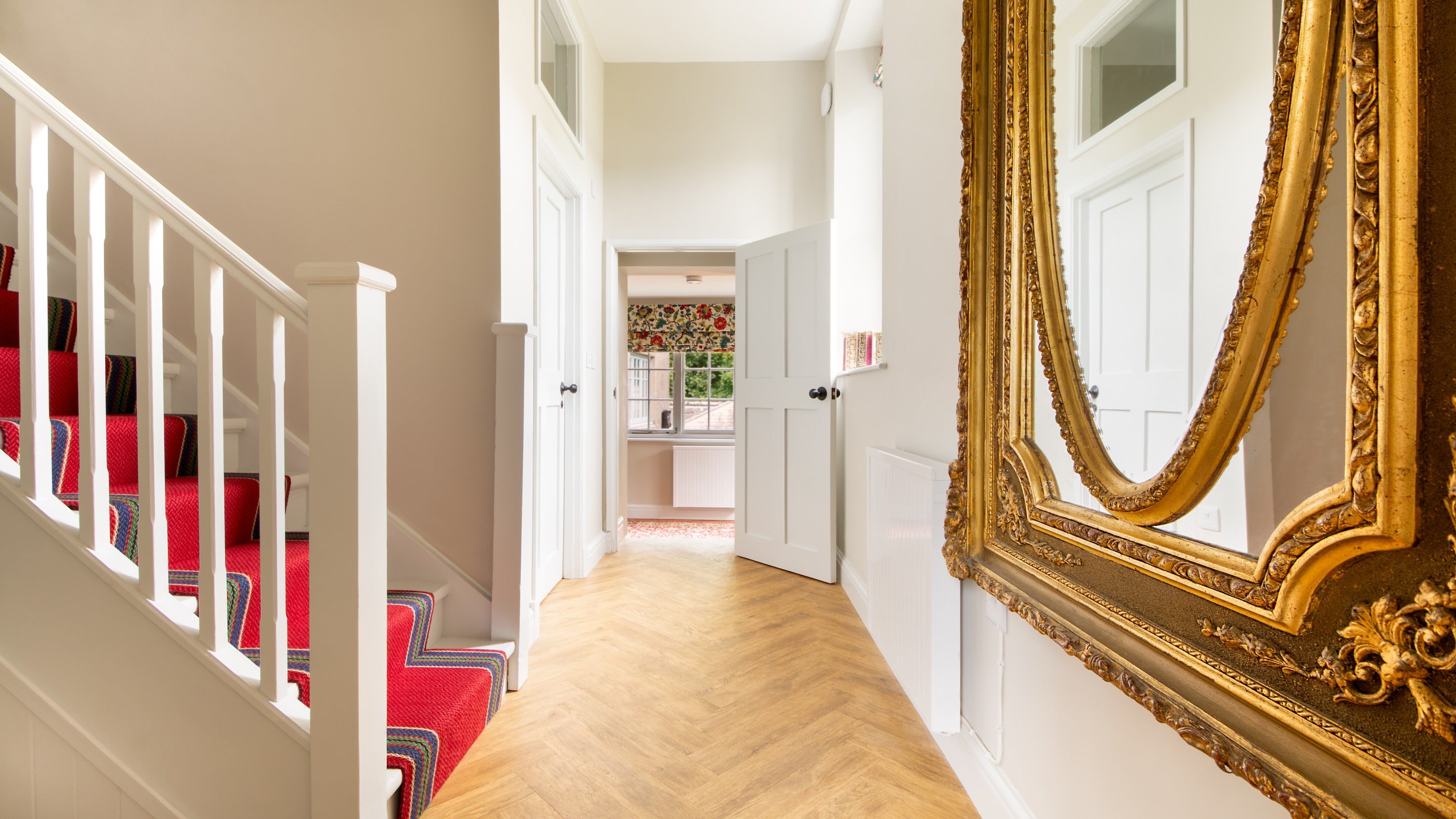 The inner hallway with staircase at Cawdor, Pembrokeshire