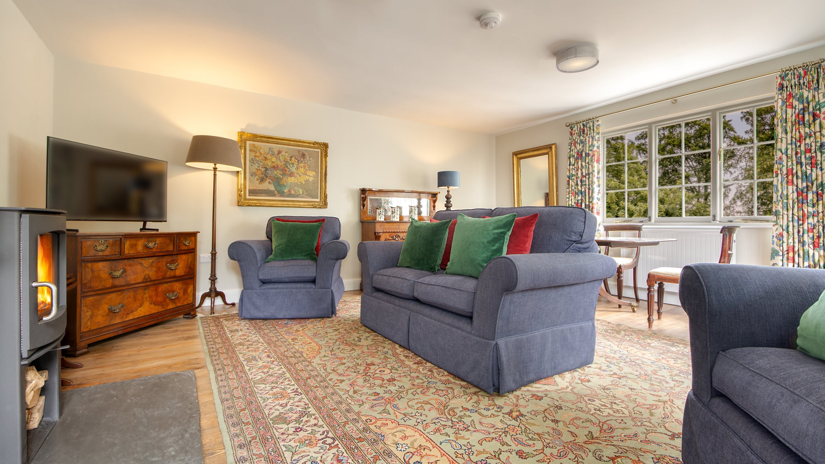 The open-plan sitting and dining room at Cawdor, Pembrokeshire