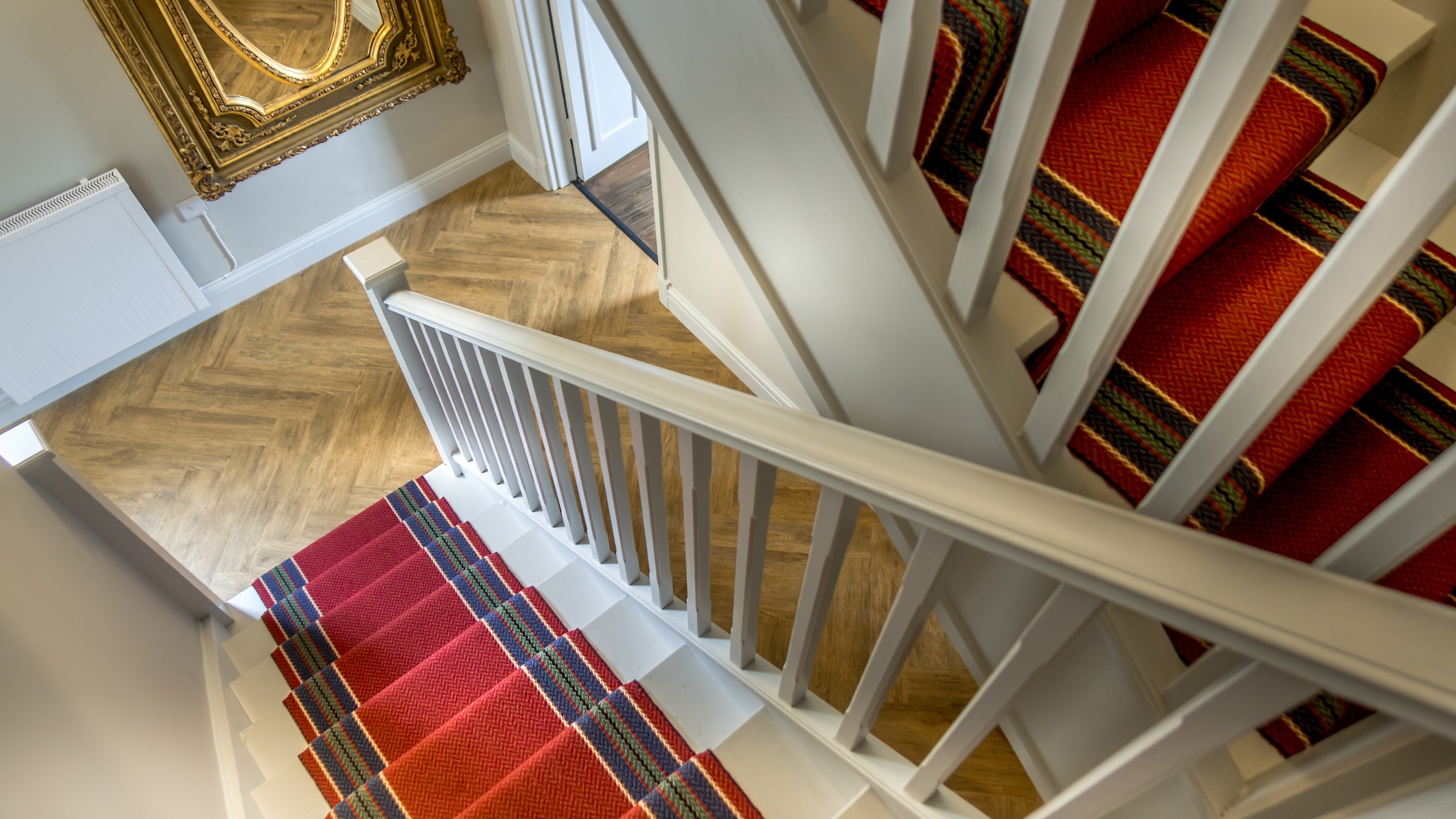 Looking down the staircase to the inner hallway at Cawdor, Pembrokeshire