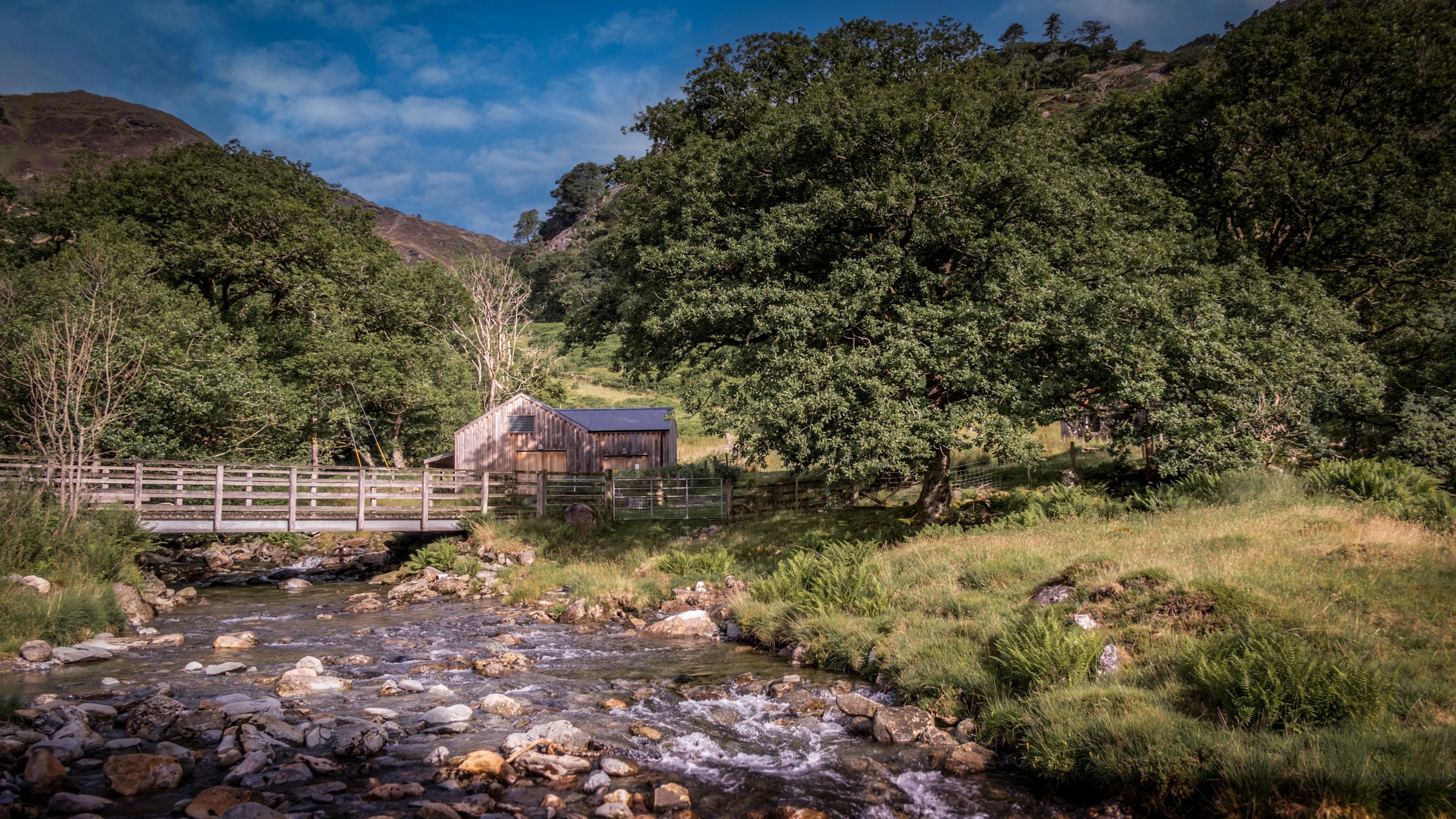 A river and bridge in the area surrounding The Chalet at Tan Yr Ogof, Gwynedd