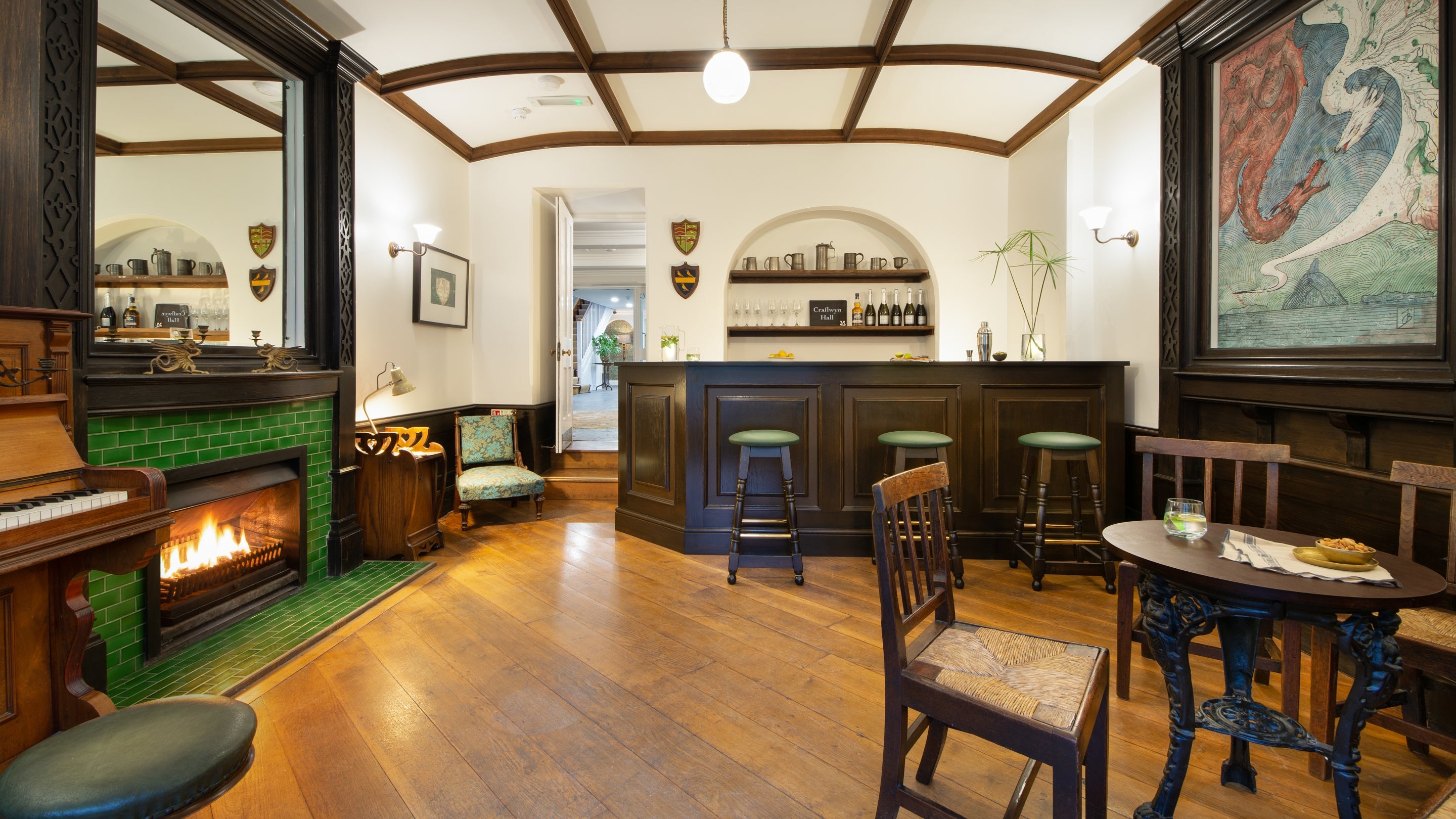 The bar at Craflwyn Hall, Gwynedd